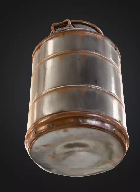 Industrial Metal Canister Rusty Low-poly 3D model_7