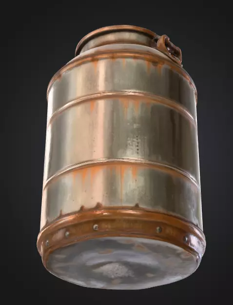 Industrial Metal Canister Rusty Low-poly 3D model_6