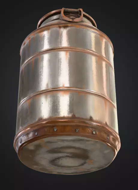 Industrial Metal Canister Rusty Low-poly 3D model_9