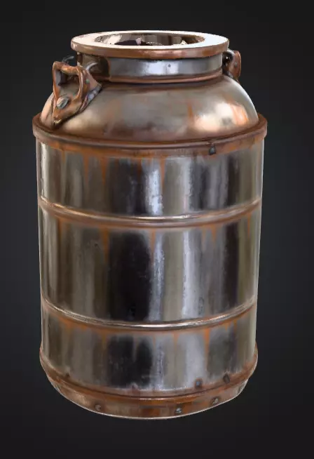 Industrial Metal Canister Rusty Low-poly 3D model_2