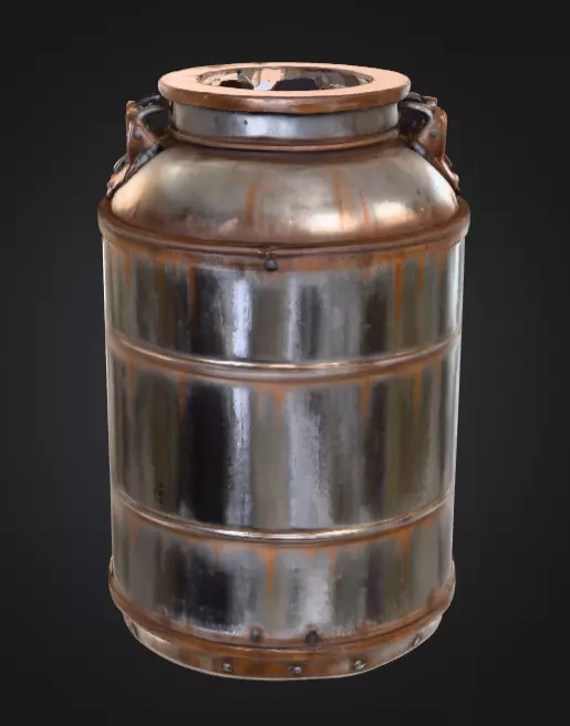 Industrial Metal Canister Rusty Low-poly 3D model_1