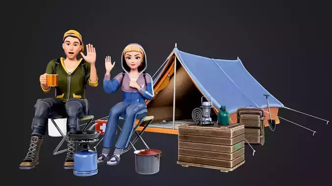 Outdoor Camping Low-poly 3D model