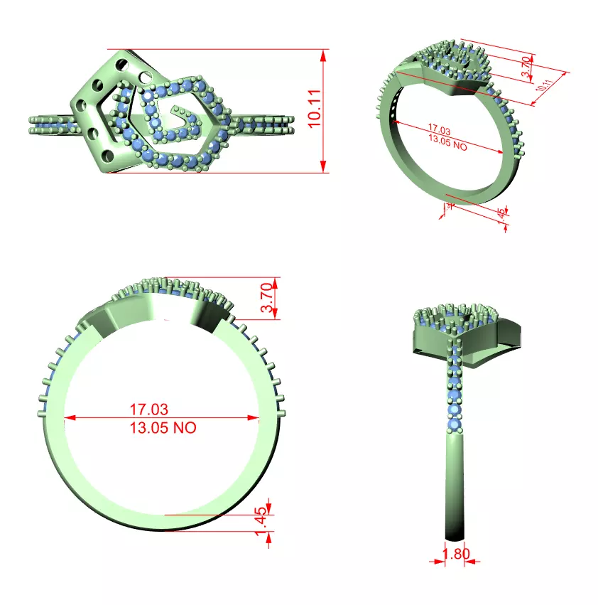 Round Cut Diamond Engagement Wedding Ring 3DM STL Video 3D print model_12