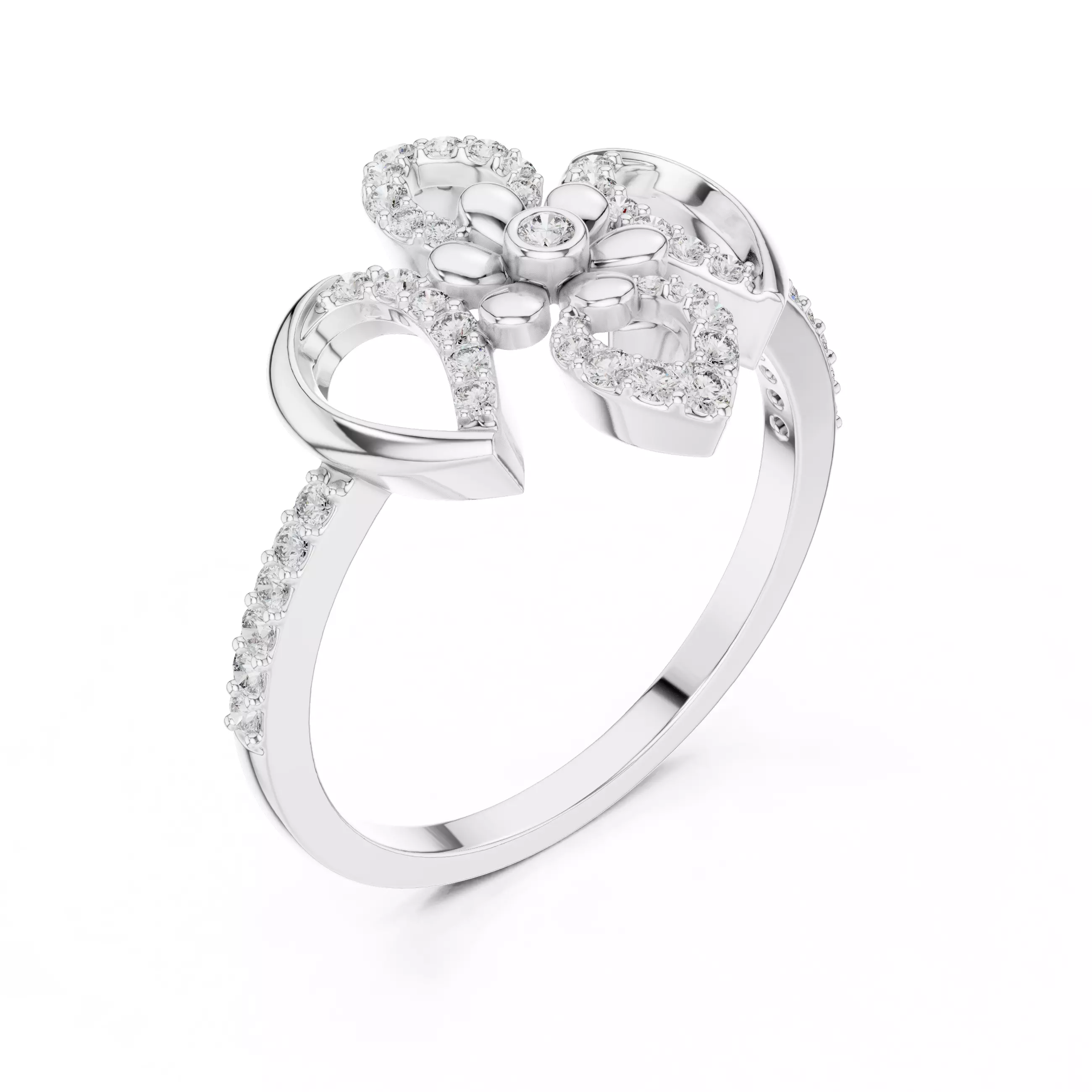 Round Cut Diamond Floral Engagement Wedding Ring 3DM STL Video 3D print model_10