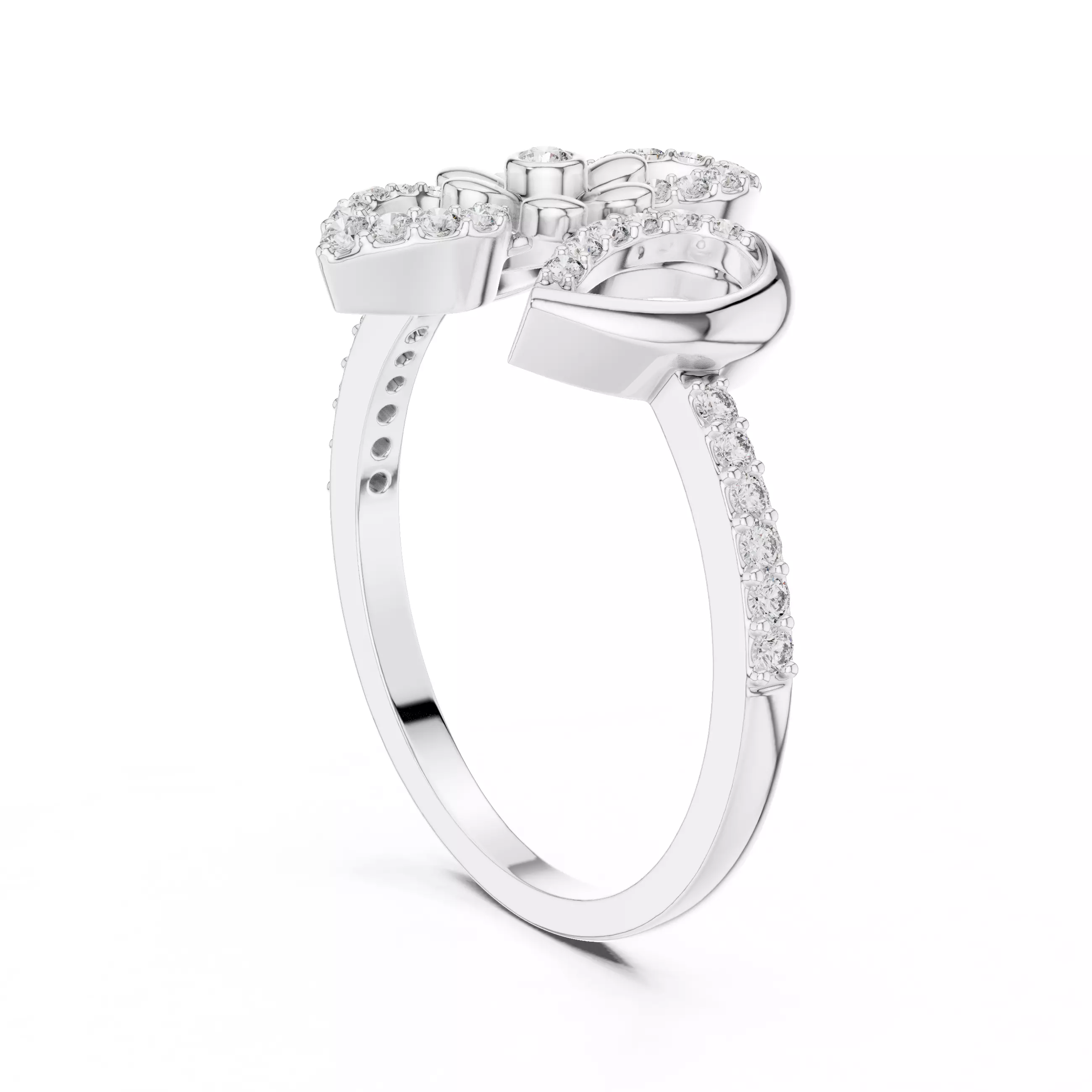 Round Cut Diamond Floral Engagement Wedding Ring 3DM STL Video 3D print model_9