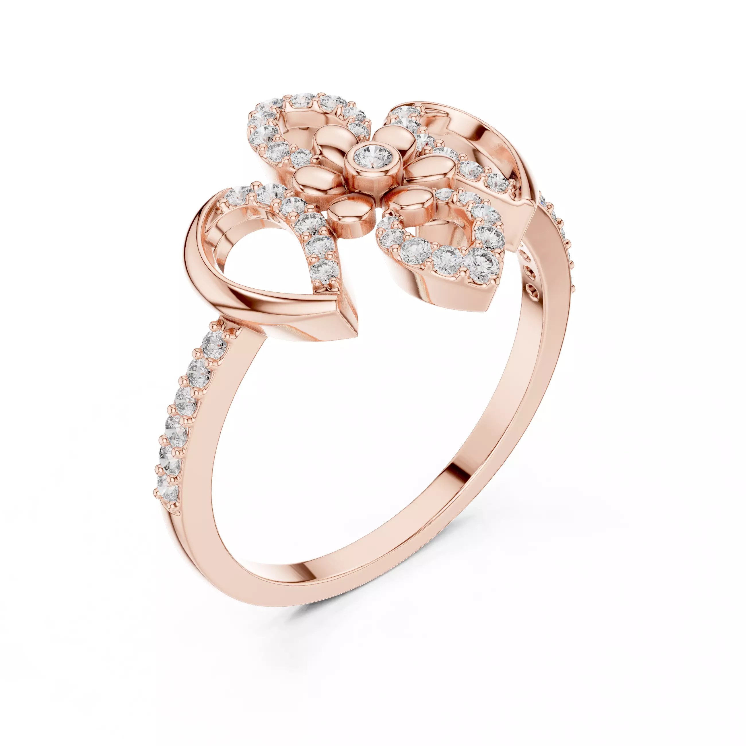 Round Cut Diamond Floral Engagement Wedding Ring 3DM STL Video 3D print model_4