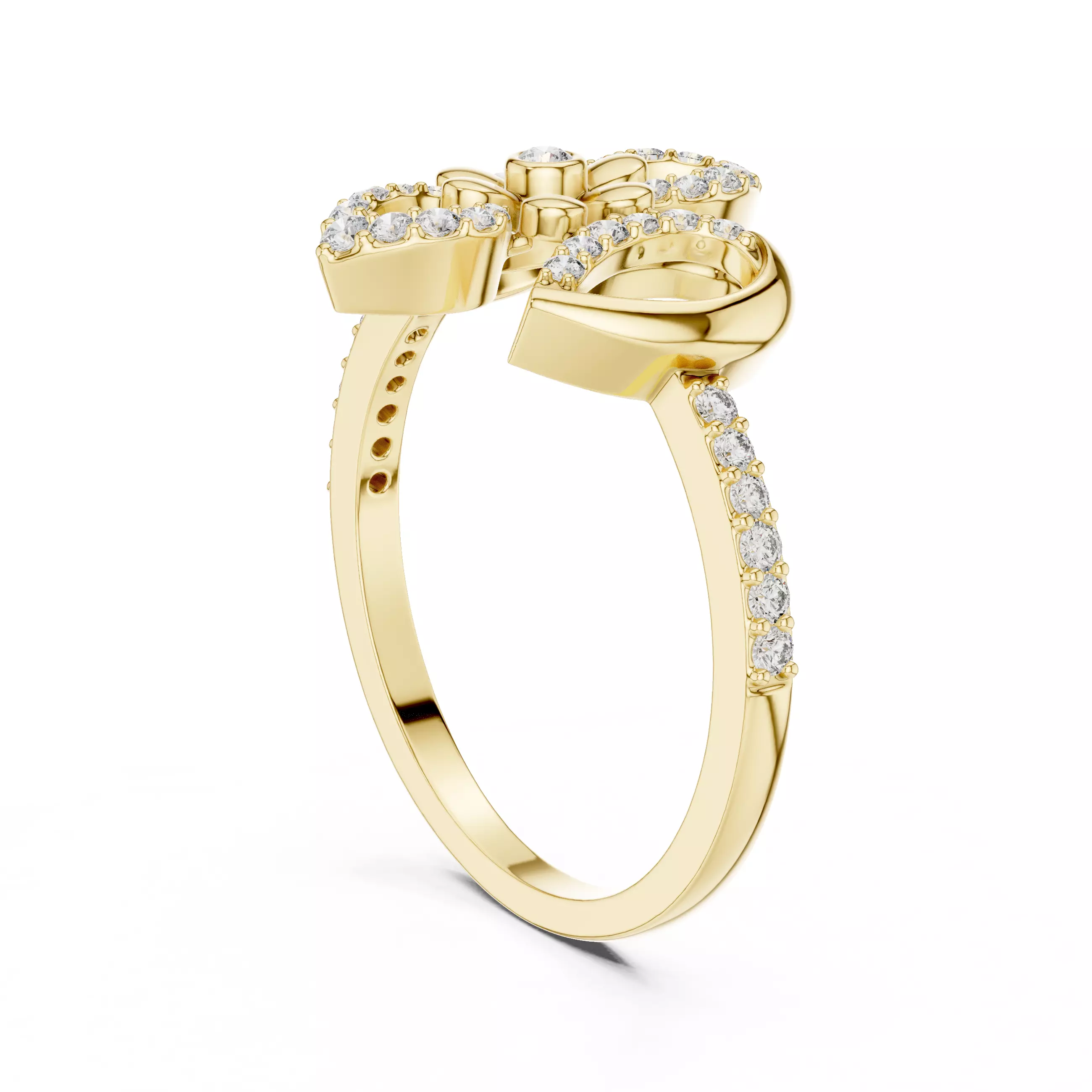 Round Cut Diamond Floral Engagement Wedding Ring 3DM STL Video 3D print model_6