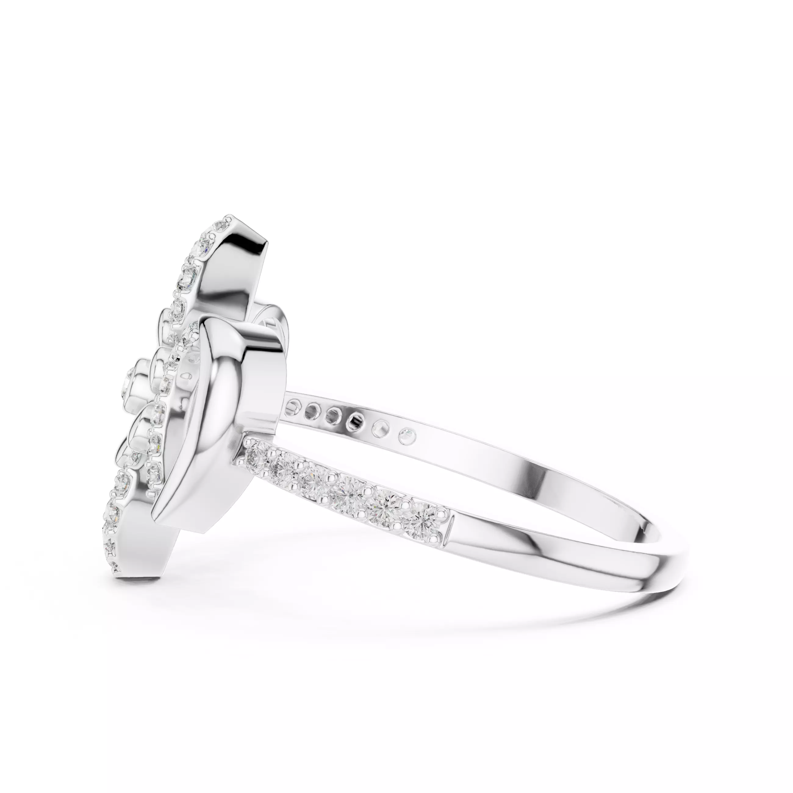 Round Cut Diamond Floral Engagement Wedding Ring 3DM STL Video 3D print model_11