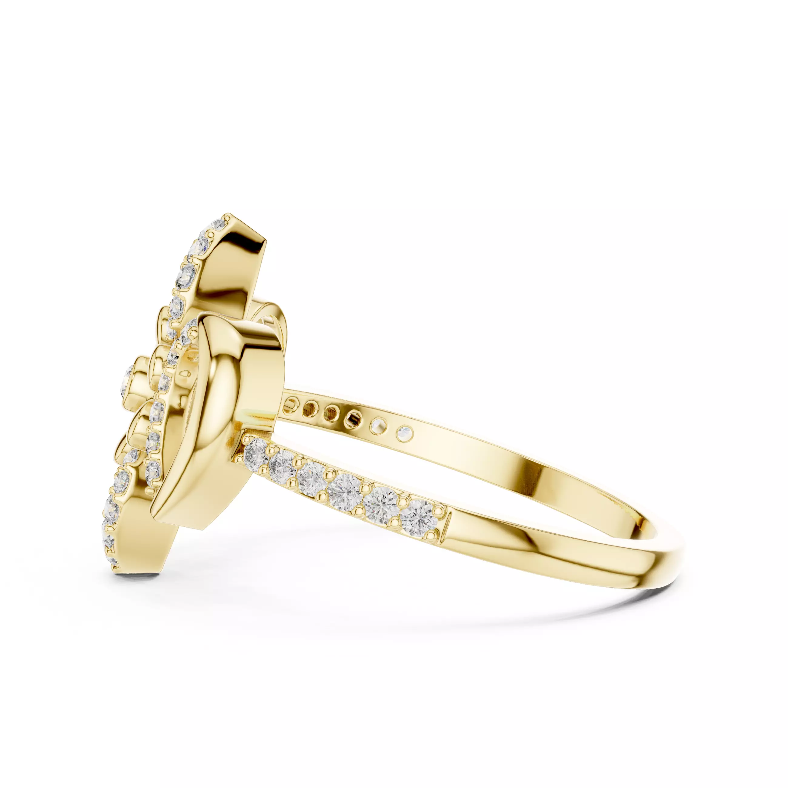 Round Cut Diamond Floral Engagement Wedding Ring 3DM STL Video 3D print model_8