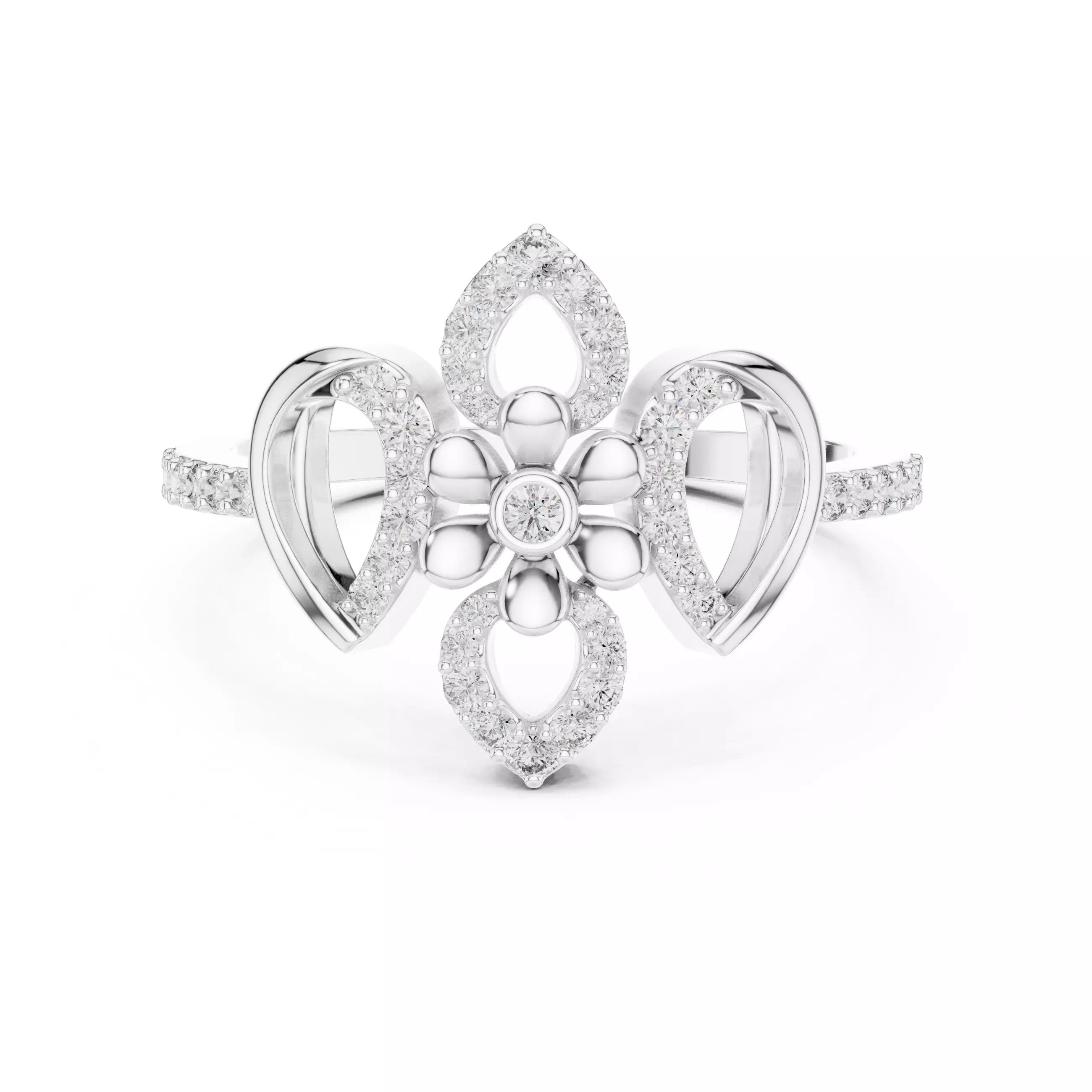 Round Cut Diamond Floral Engagement Wedding Ring 3DM STL Video 3D print model_2