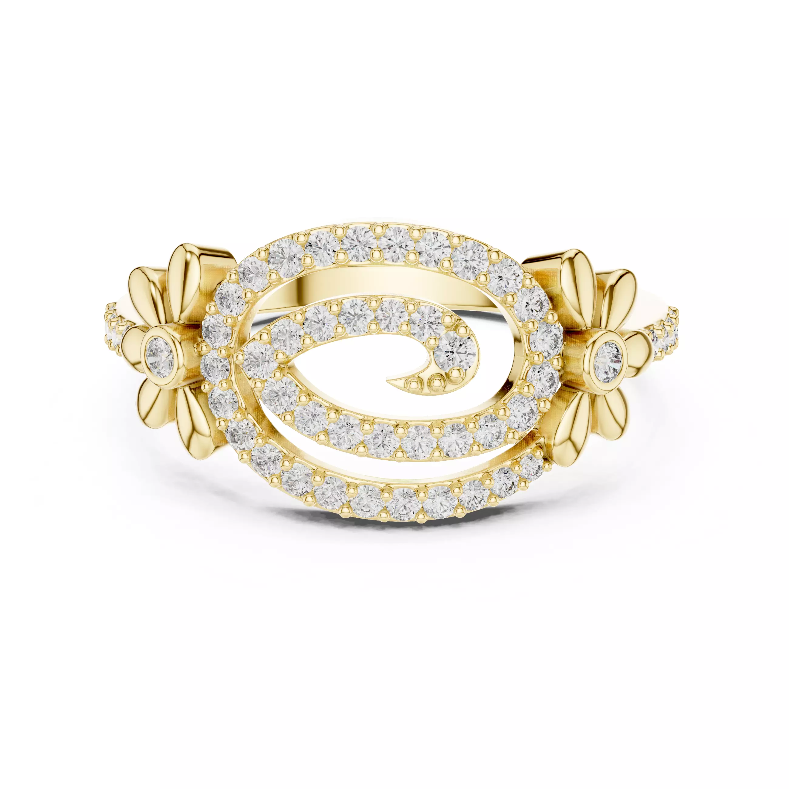 Round Cut Diamond Floral Engagement Wedding Ring 3DM STL Video 3D print model_1
