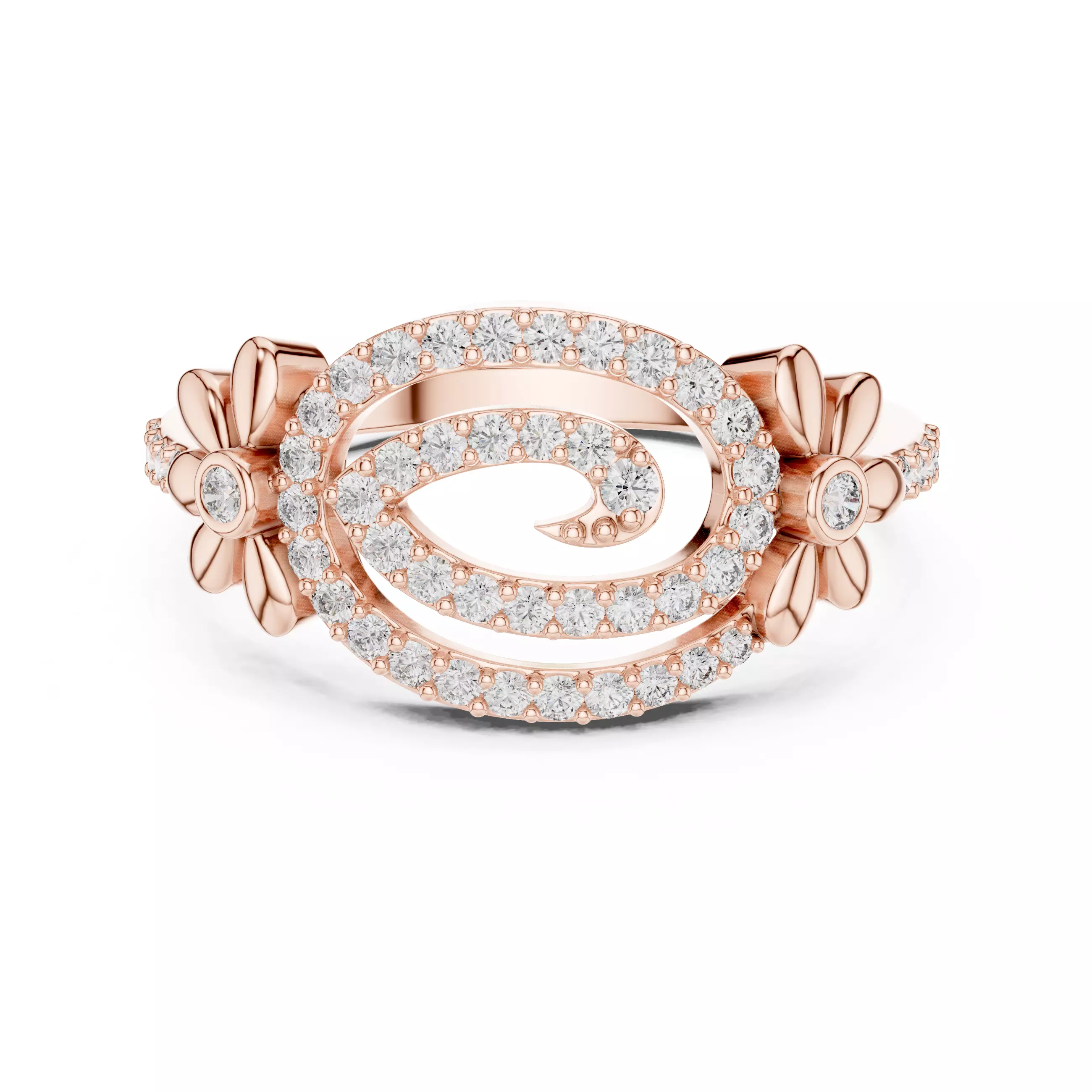Round Cut Diamond Floral Engagement Wedding Ring 3DM STL Video 3D print model_0