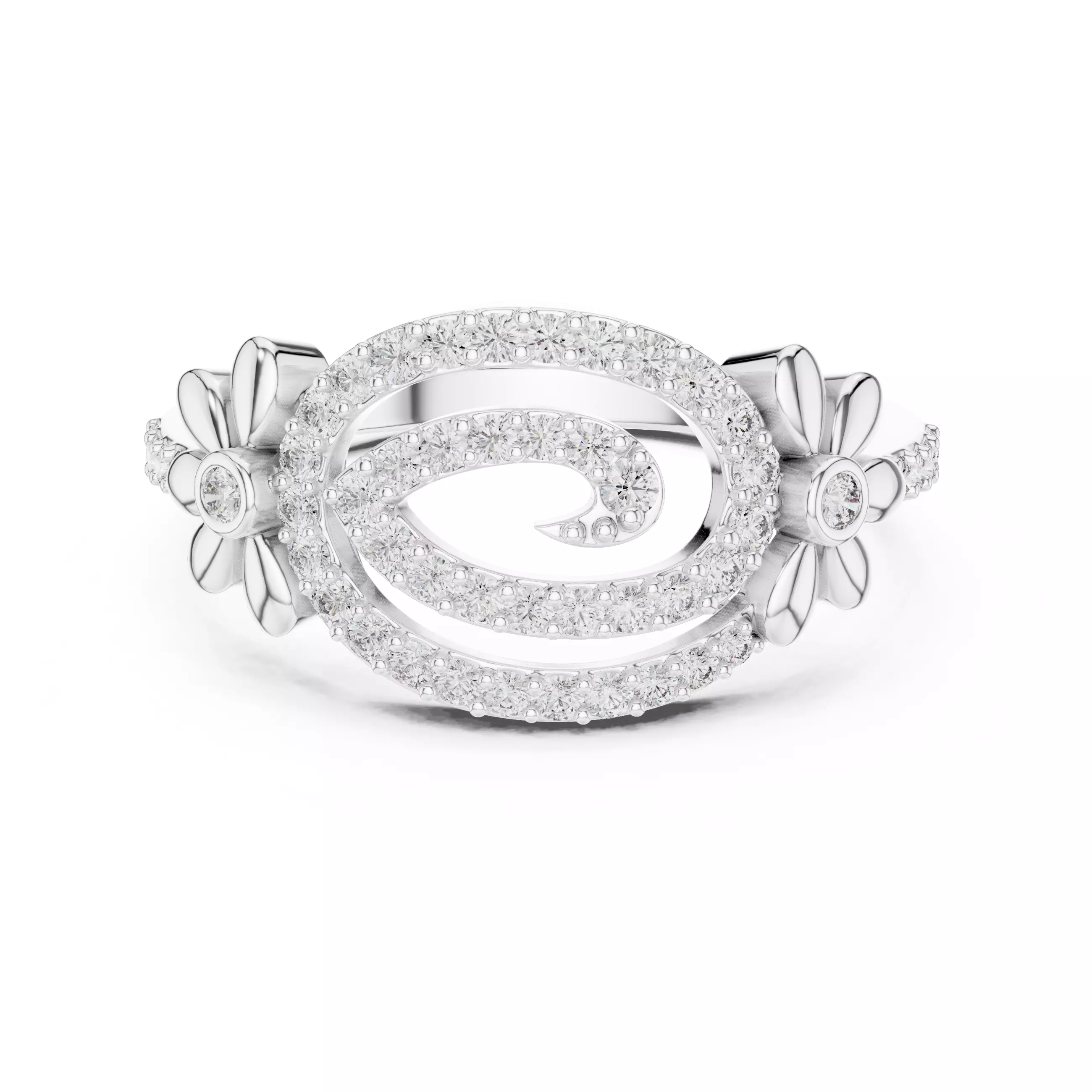 Round Cut Diamond Floral Engagement Wedding Ring 3DM STL Video 3D print model_2