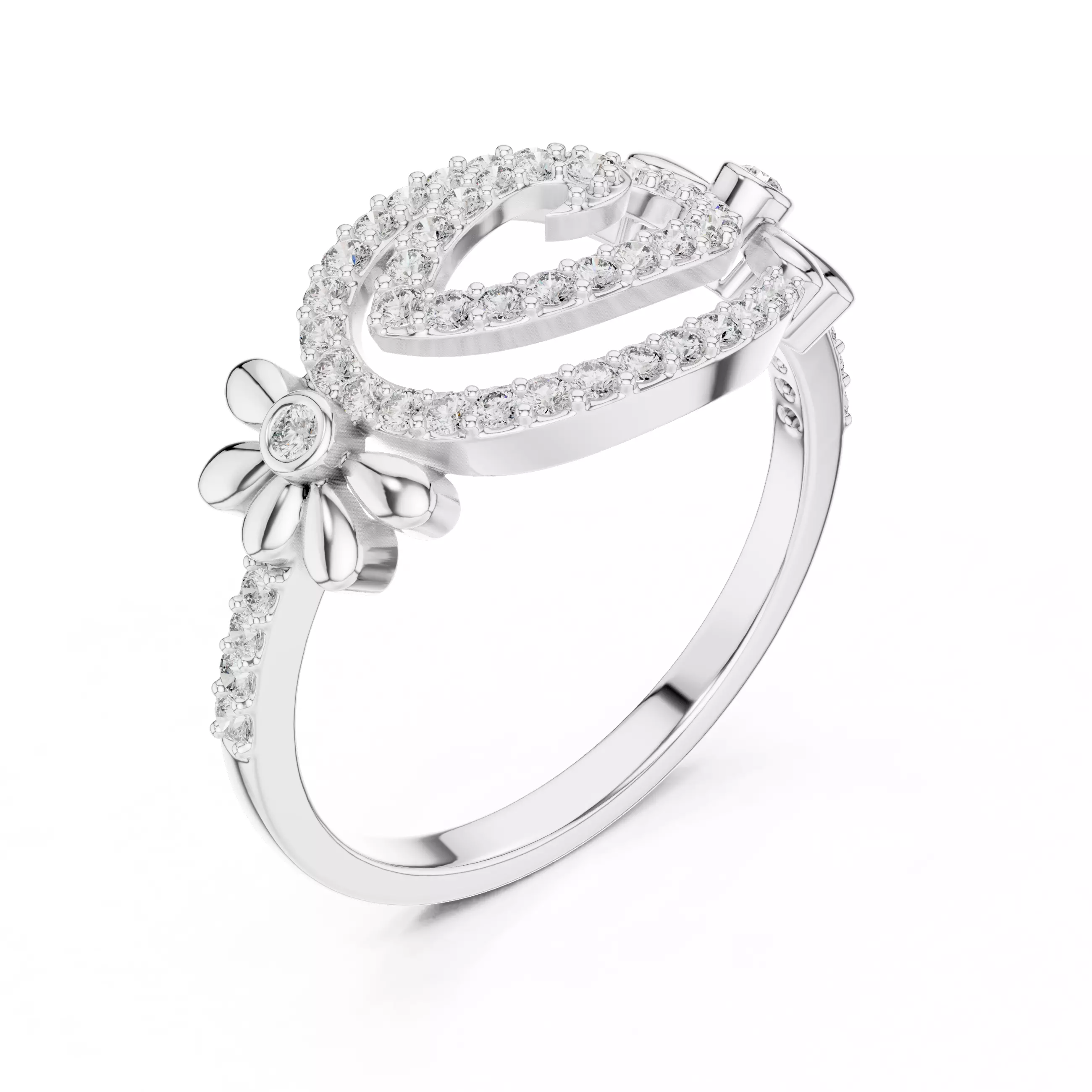 Round Cut Diamond Floral Engagement Wedding Ring 3DM STL Video 3D print model_10