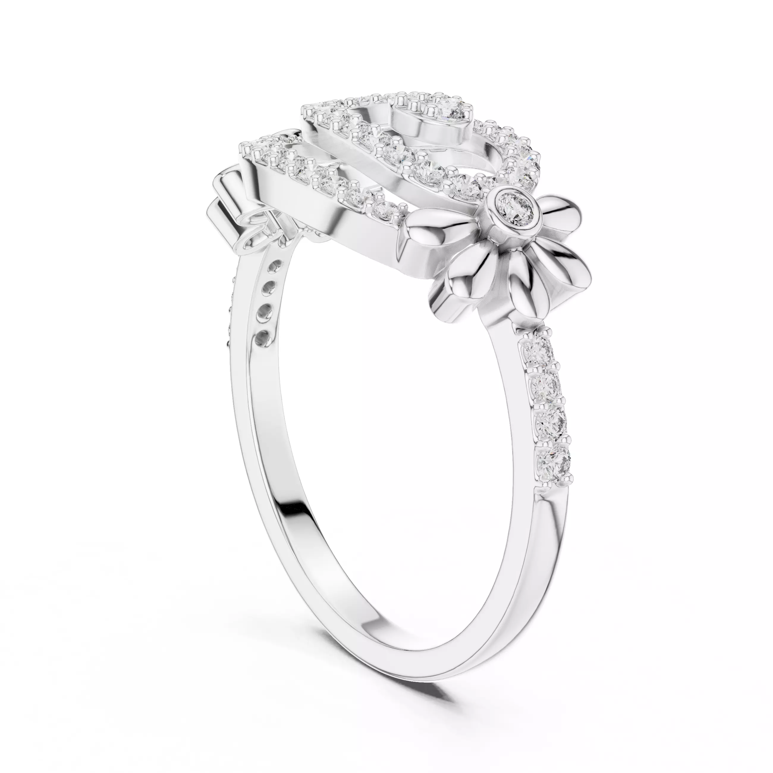 Round Cut Diamond Floral Engagement Wedding Ring 3DM STL Video 3D print model_9