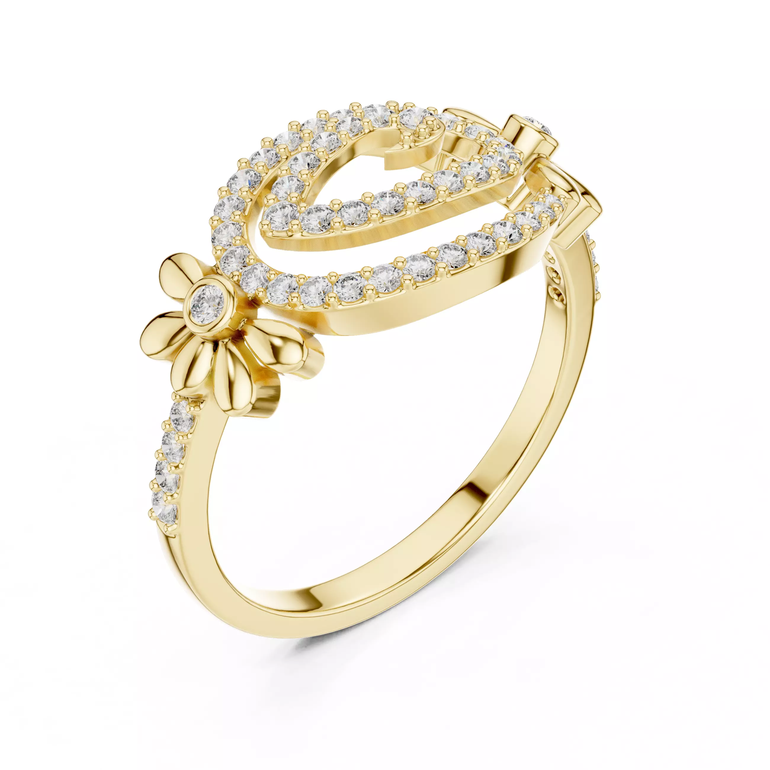 Round Cut Diamond Floral Engagement Wedding Ring 3DM STL Video 3D print model_7