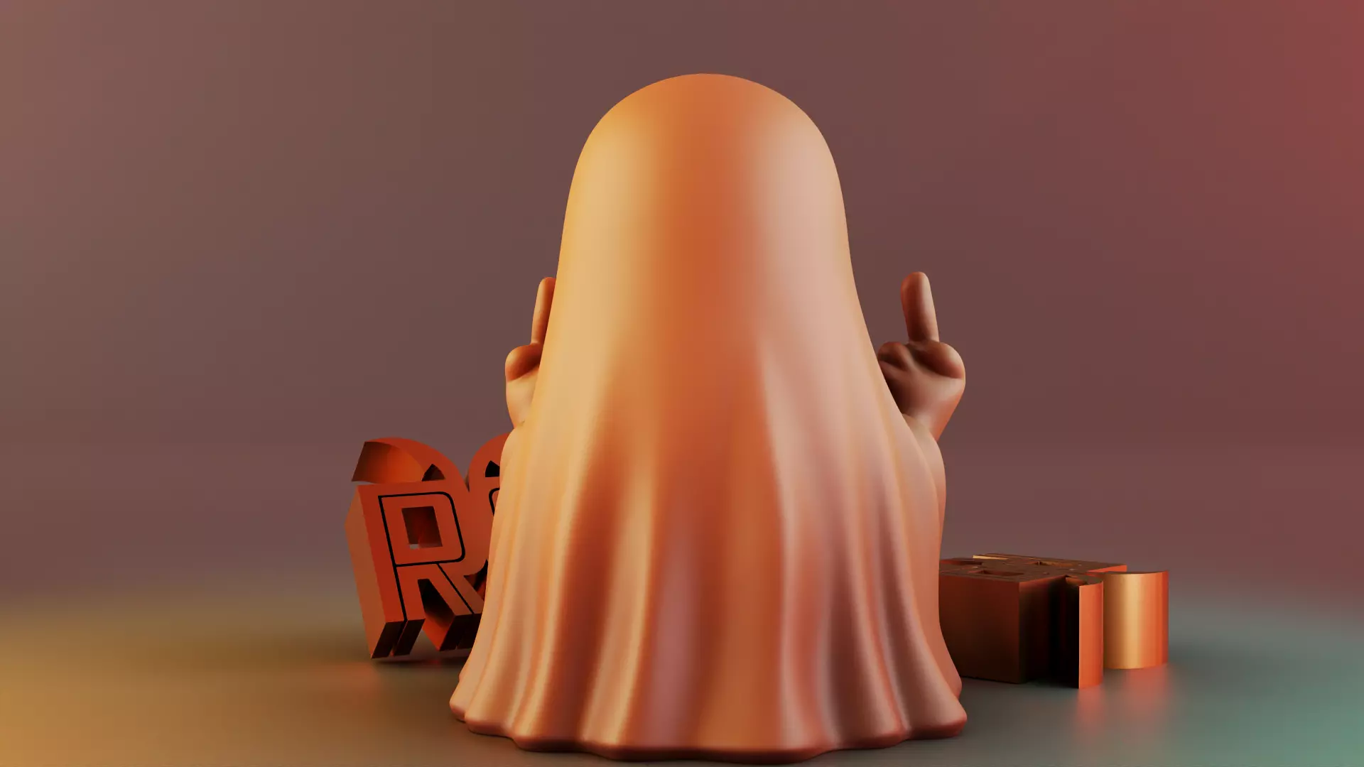 Middle Finger Halloween Ghost 3D print model_3