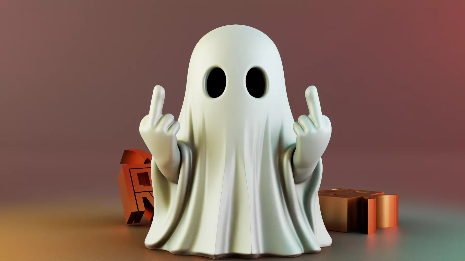 Middle Finger Halloween Ghost 3D print model_0