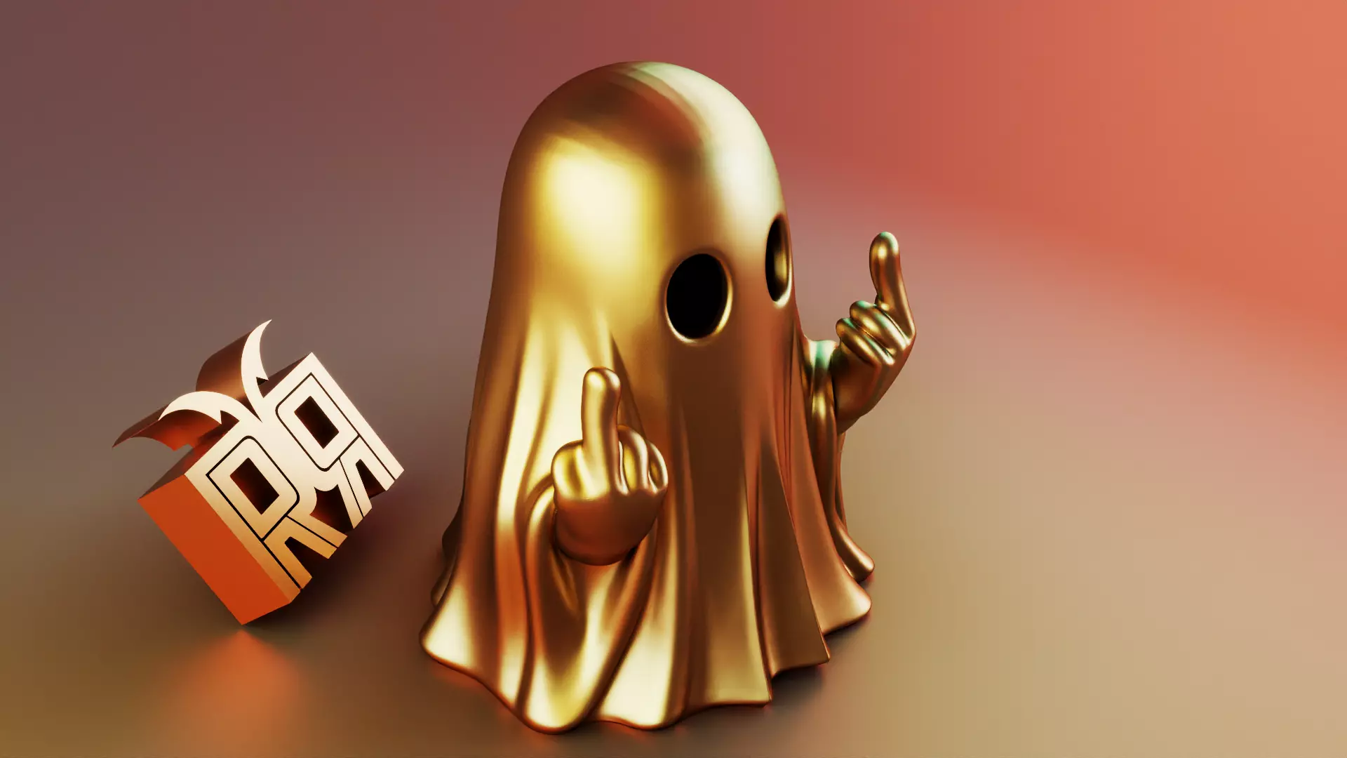 Middle Finger Halloween Ghost 3D print model_5