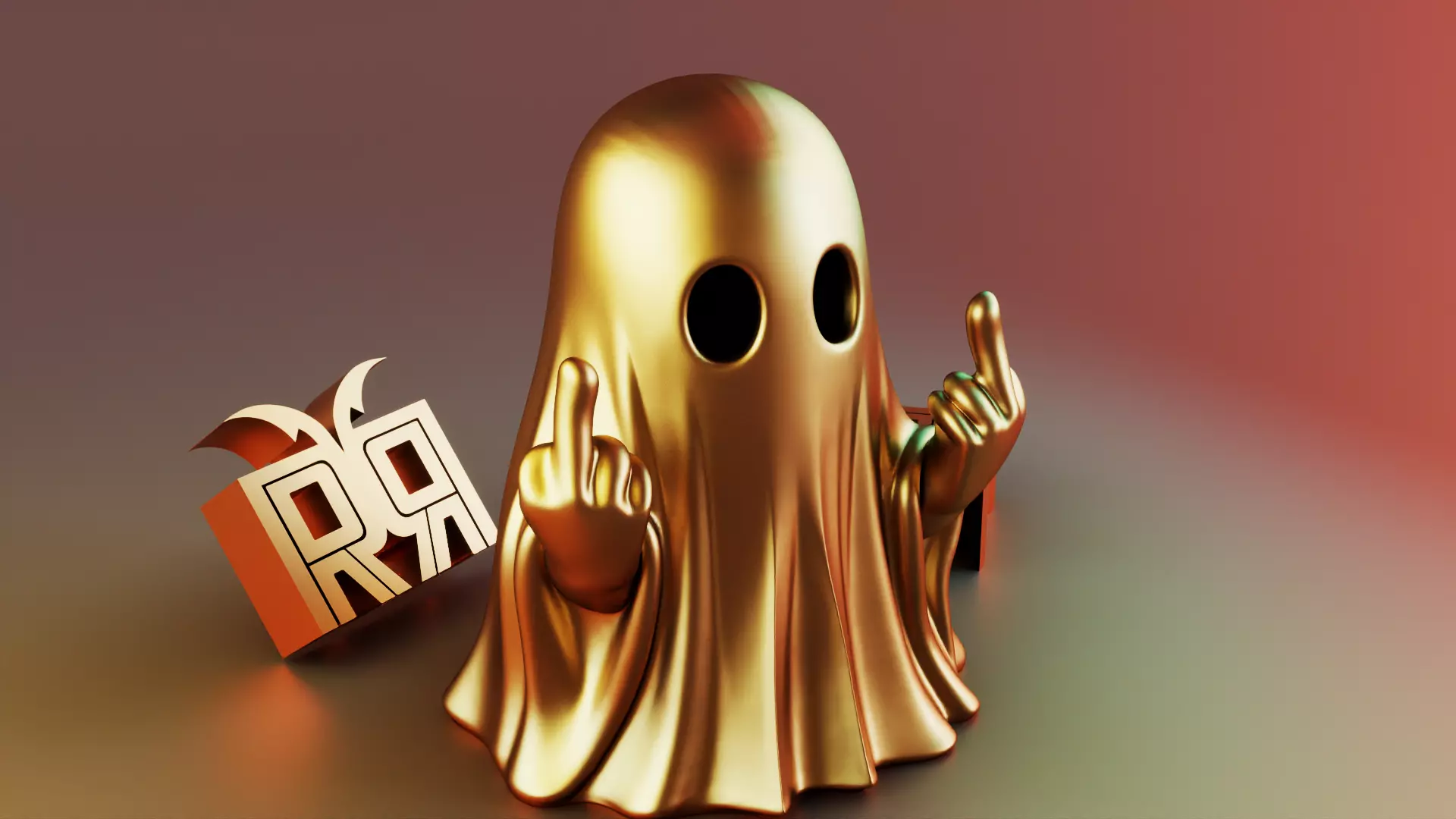 Middle Finger Halloween Ghost 3D print model_2