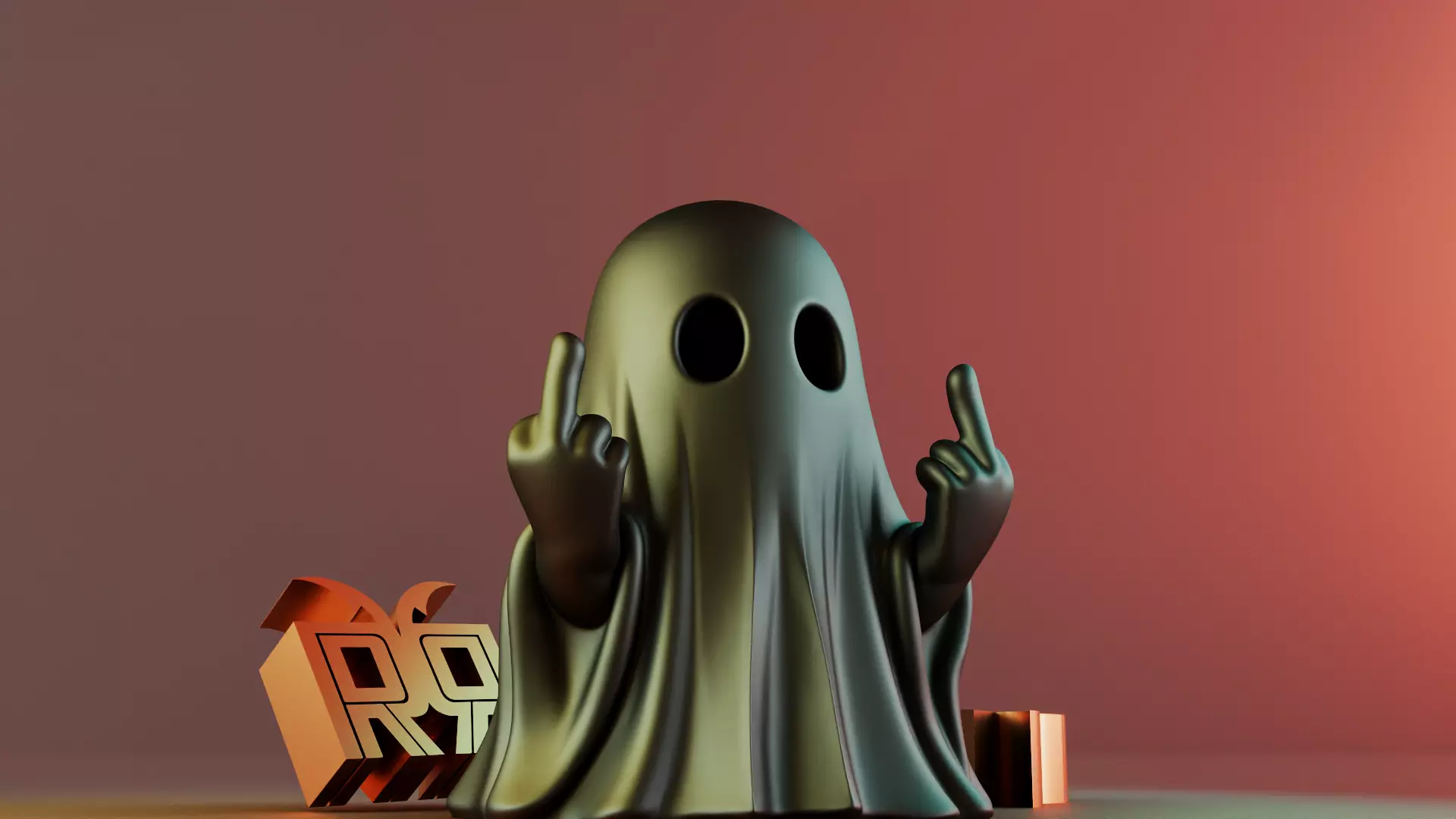 Middle Finger Halloween Ghost 3D print model_7