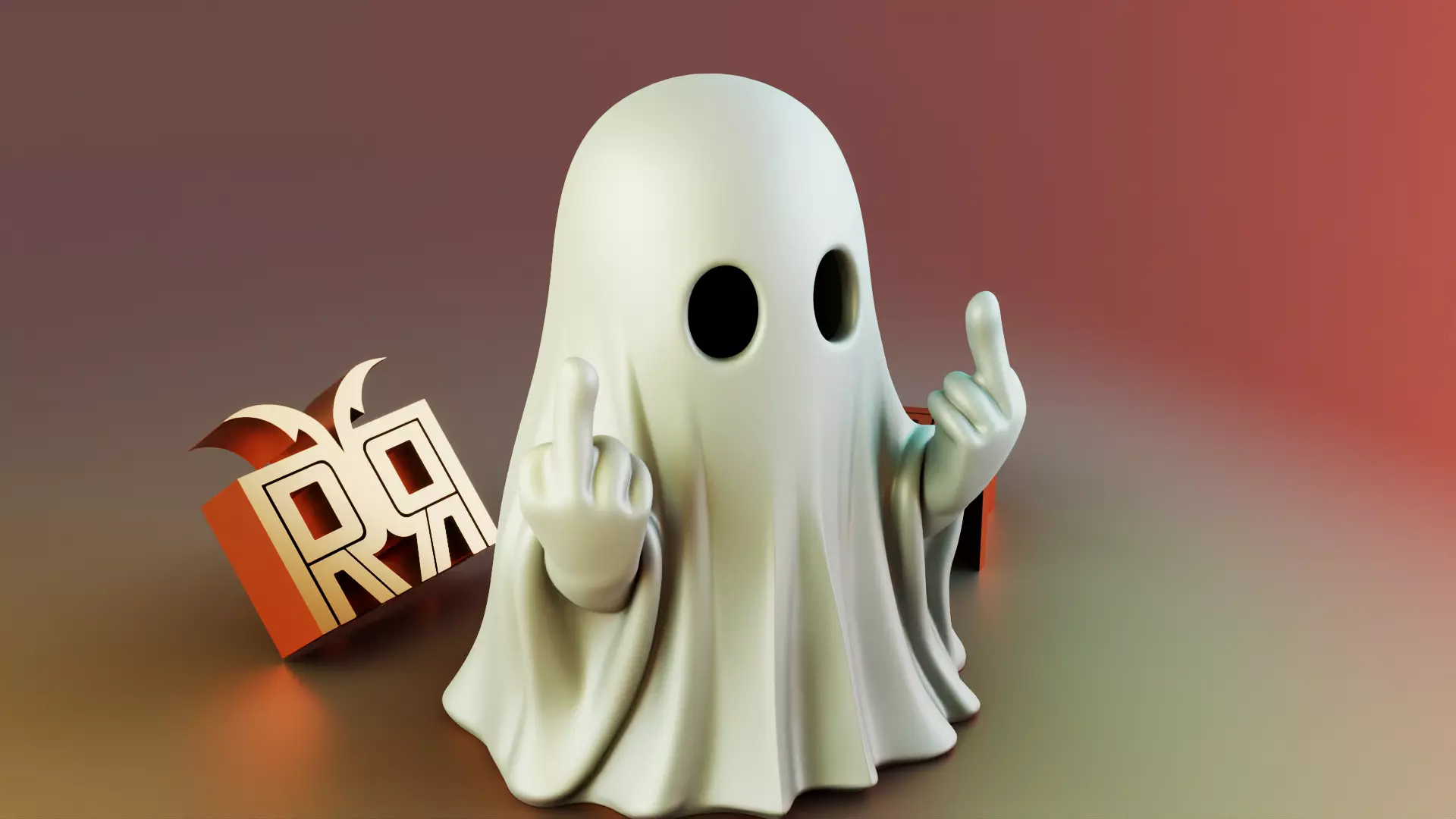 Middle Finger Halloween Ghost 3D print model_4