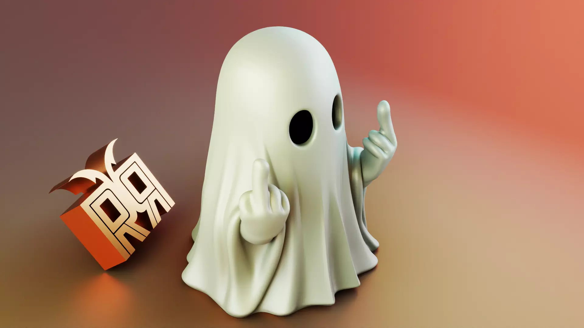 Middle Finger Halloween Ghost 3D print model_1