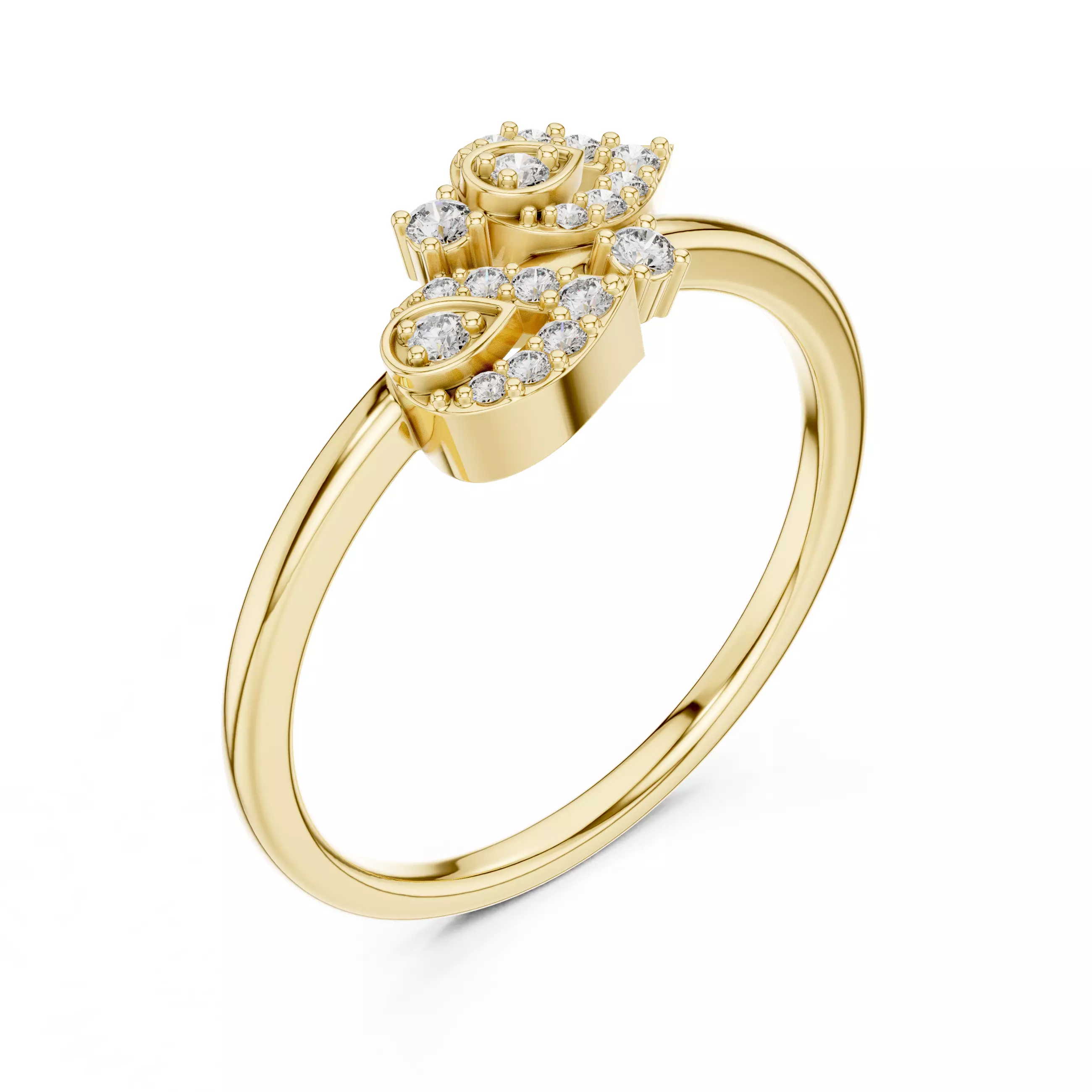 Round Cut Diamond Pear Shape Engagement Ring 3DM STL Video 3D print model_7