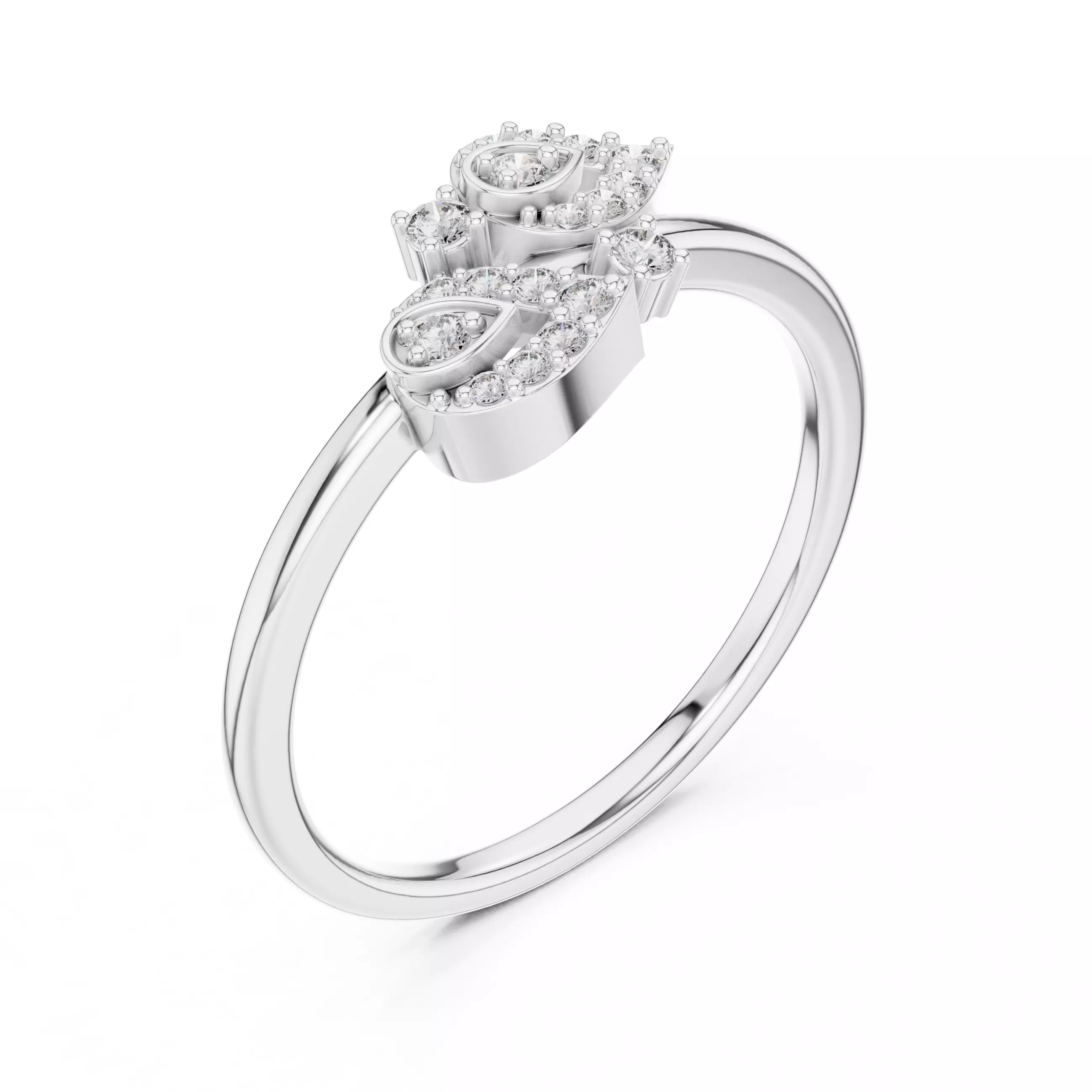 Round Cut Diamond Pear Shape Engagement Ring 3DM STL Video 3D print model_10