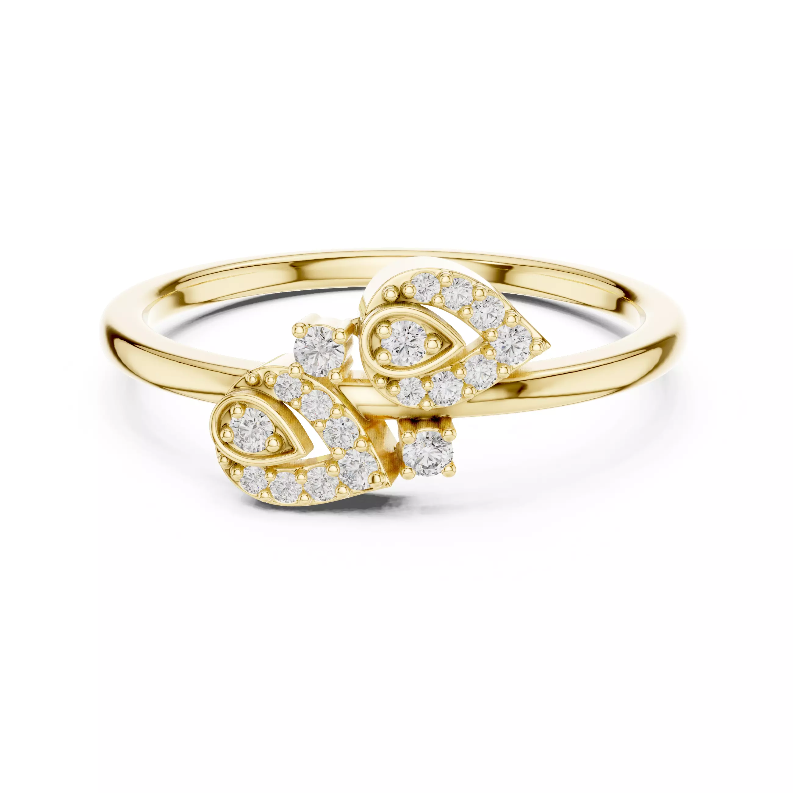 Round Cut Diamond Pear Shape Engagement Ring 3DM STL Video 3D print model_1