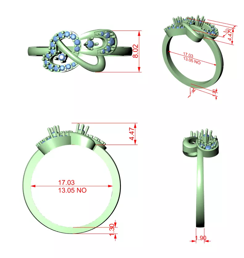 Heart Shape Round Diamond Engagement Ring 3DM STL Video 3D print model_12