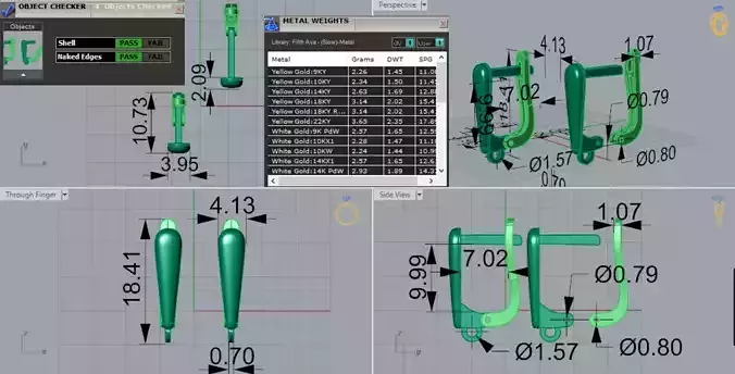 3dm STL Earring Back - Lever-Back Yellow Gold gl0020 3D print model