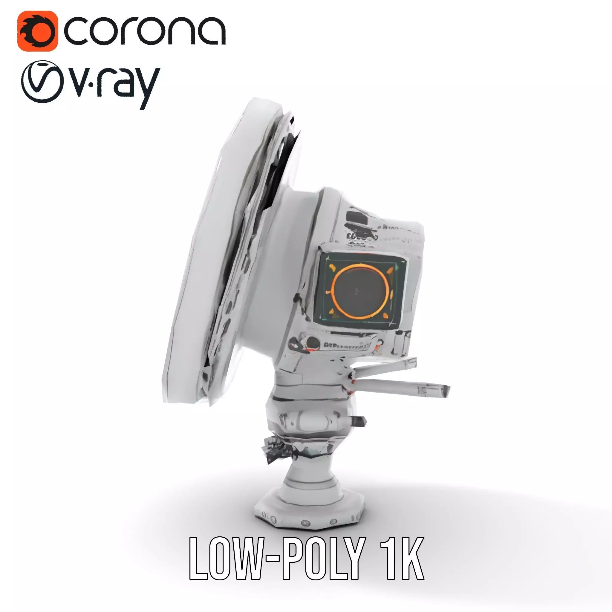 Silver Satellite Dish model pack Low-poly 3D model_17