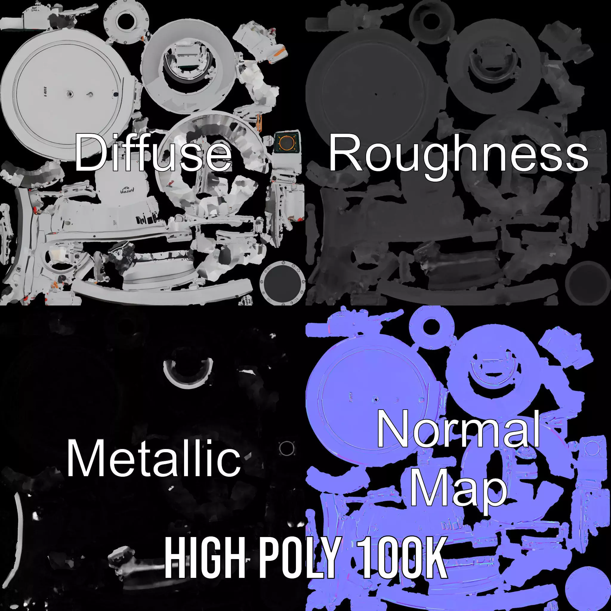 Silver Satellite Dish model pack Low-poly 3D model_4