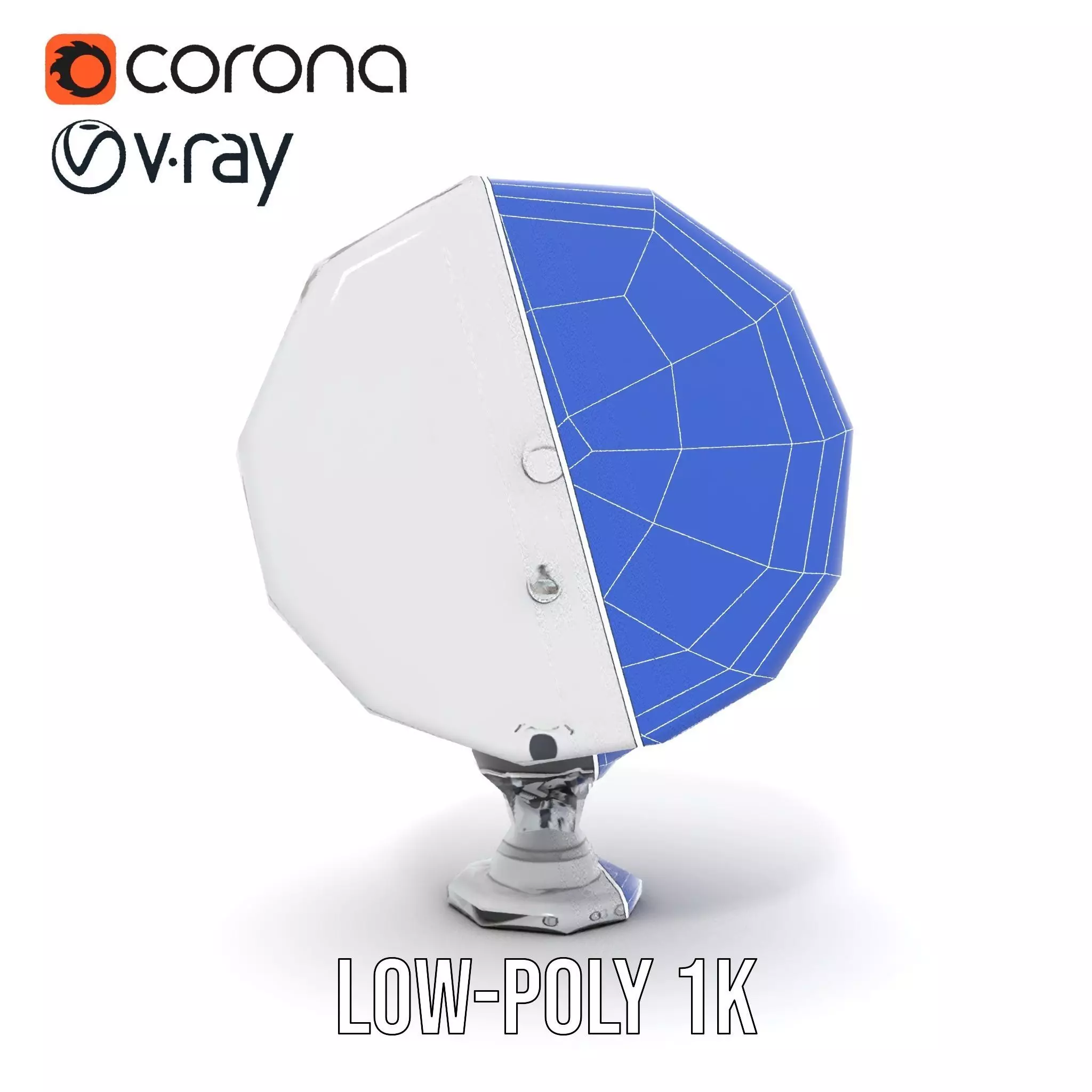 Silver Satellite Dish model pack Low-poly 3D model_14