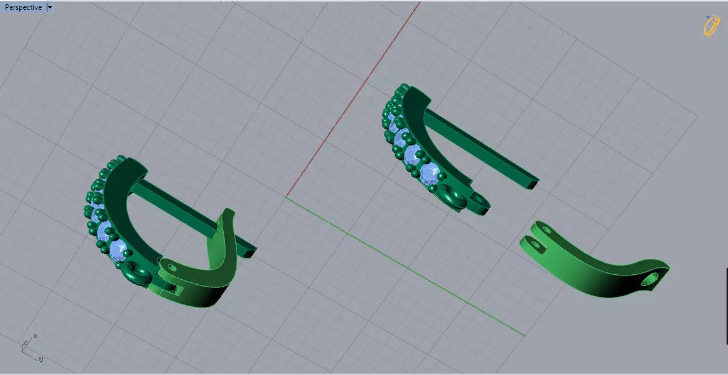 Earring Fittings - White Gold Lever-Back Clasp Diamonds gl0021 3D print model_10