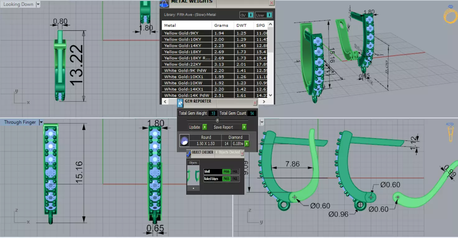 Earring Fittings - White Gold Lever-Back Clasp Diamonds gl0021 3D print model_0