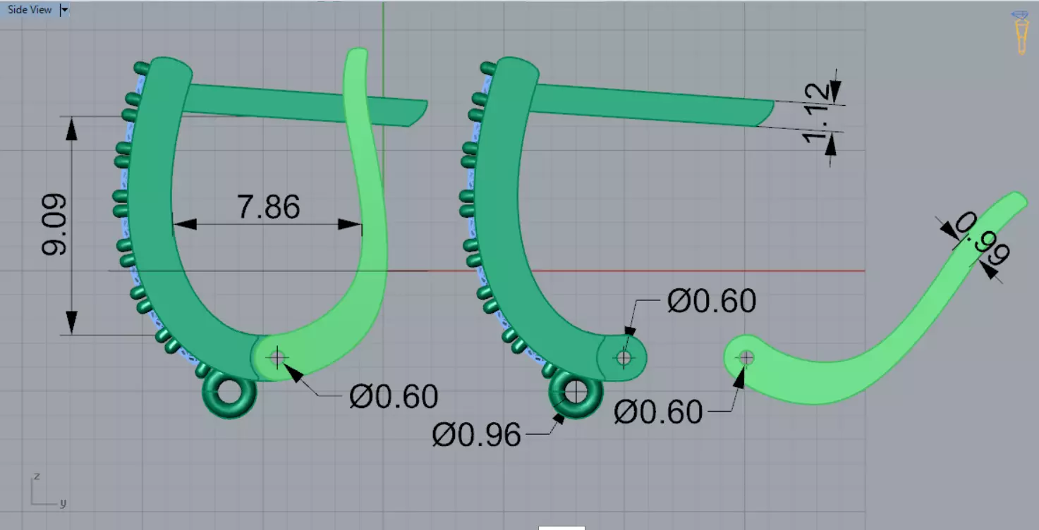 Earring Fittings - White Gold Lever-Back Clasp Diamonds gl0021 3D print model_14