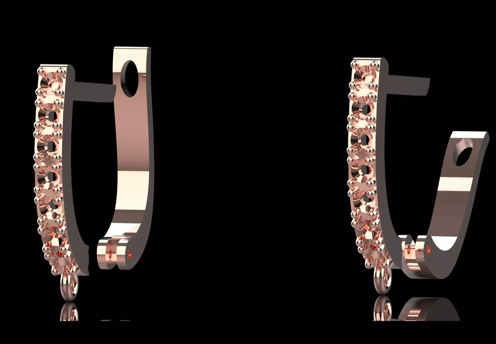 Earring Fittings - White Gold Lever-Back Clasp Diamonds gl0021 3D print model_19