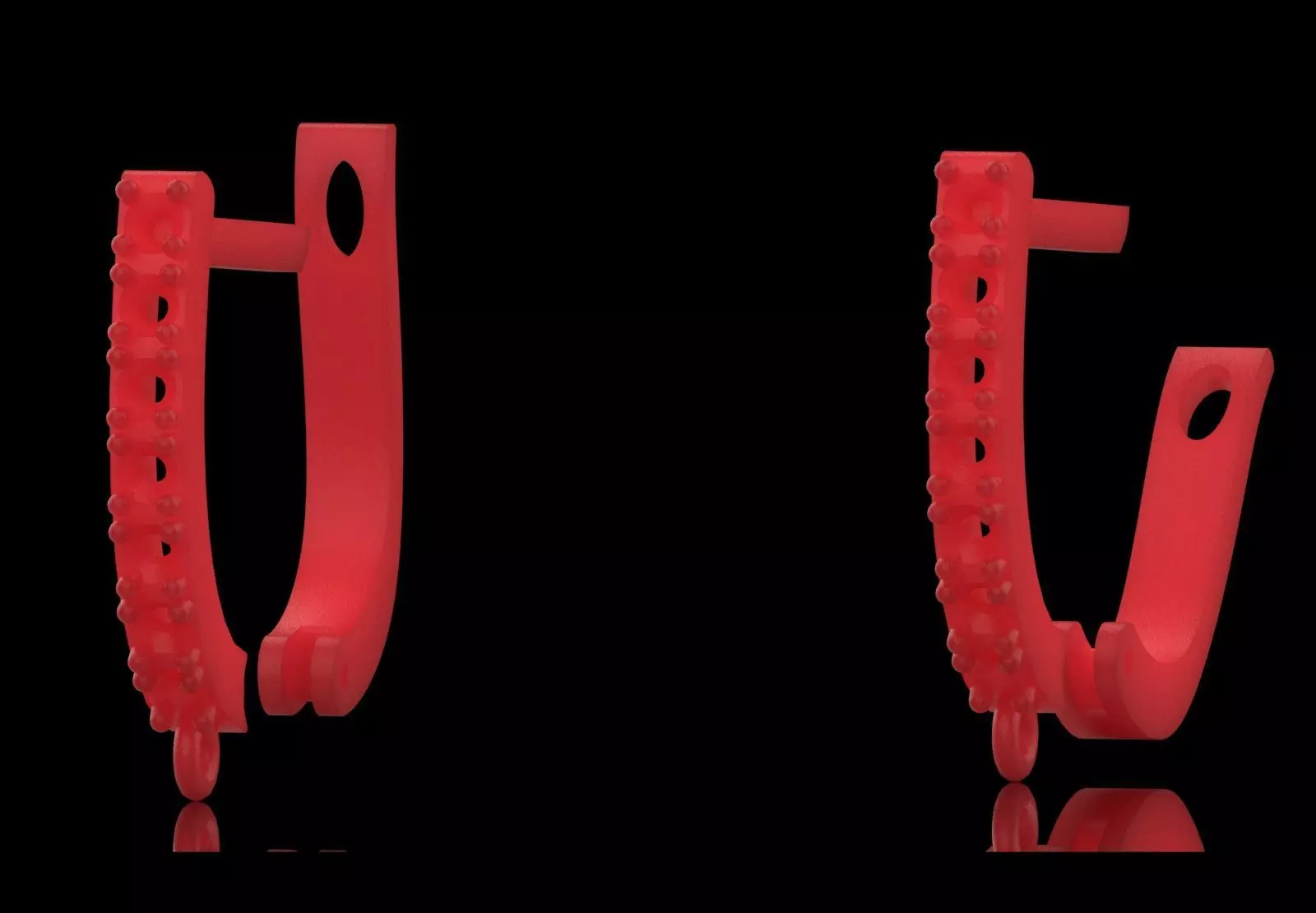 Earring Fittings - White Gold Lever-Back Clasp Diamonds gl0021 3D print model_27