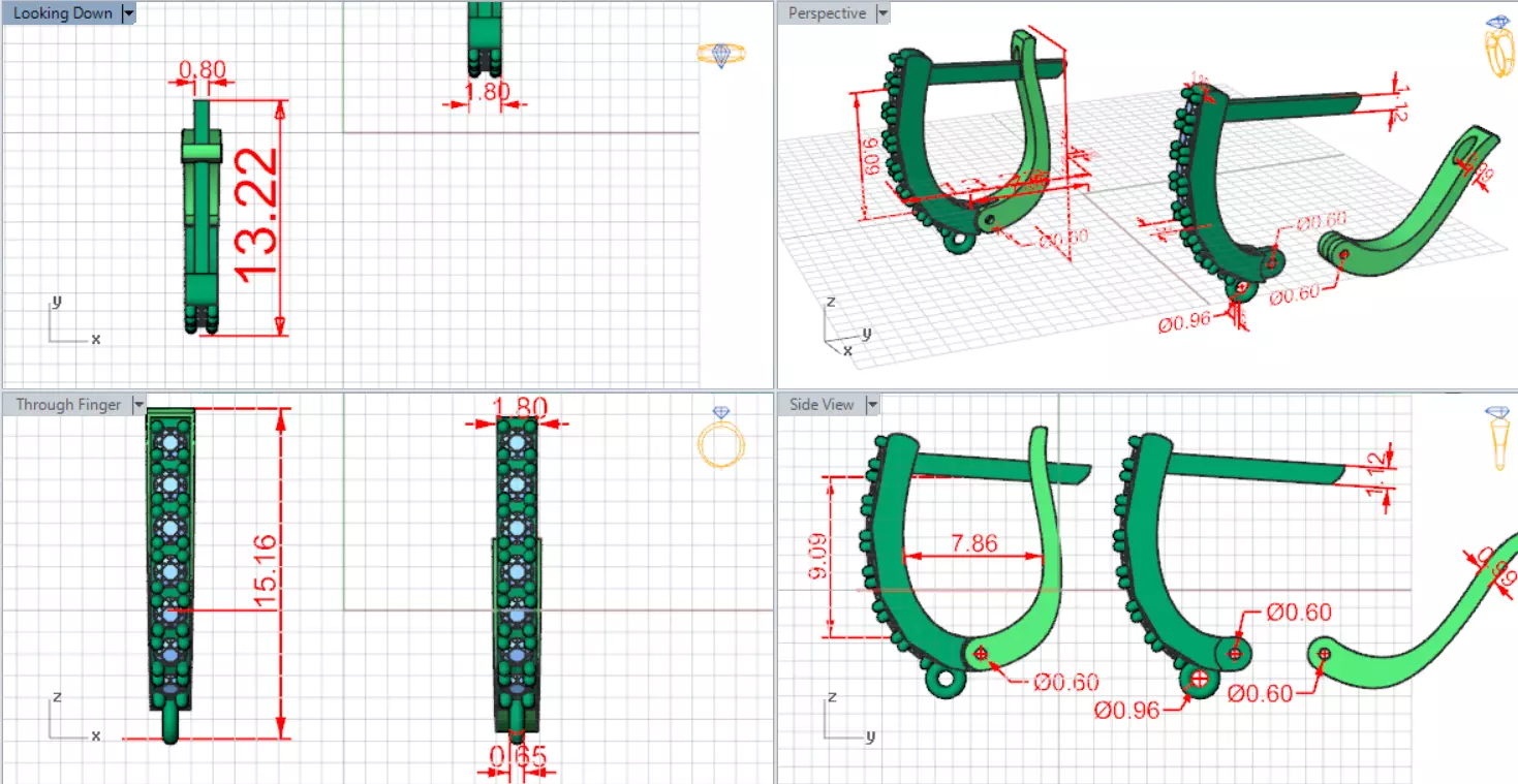 Earring Fittings - White Gold Lever-Back Clasp Diamonds gl0021 3D print model_20