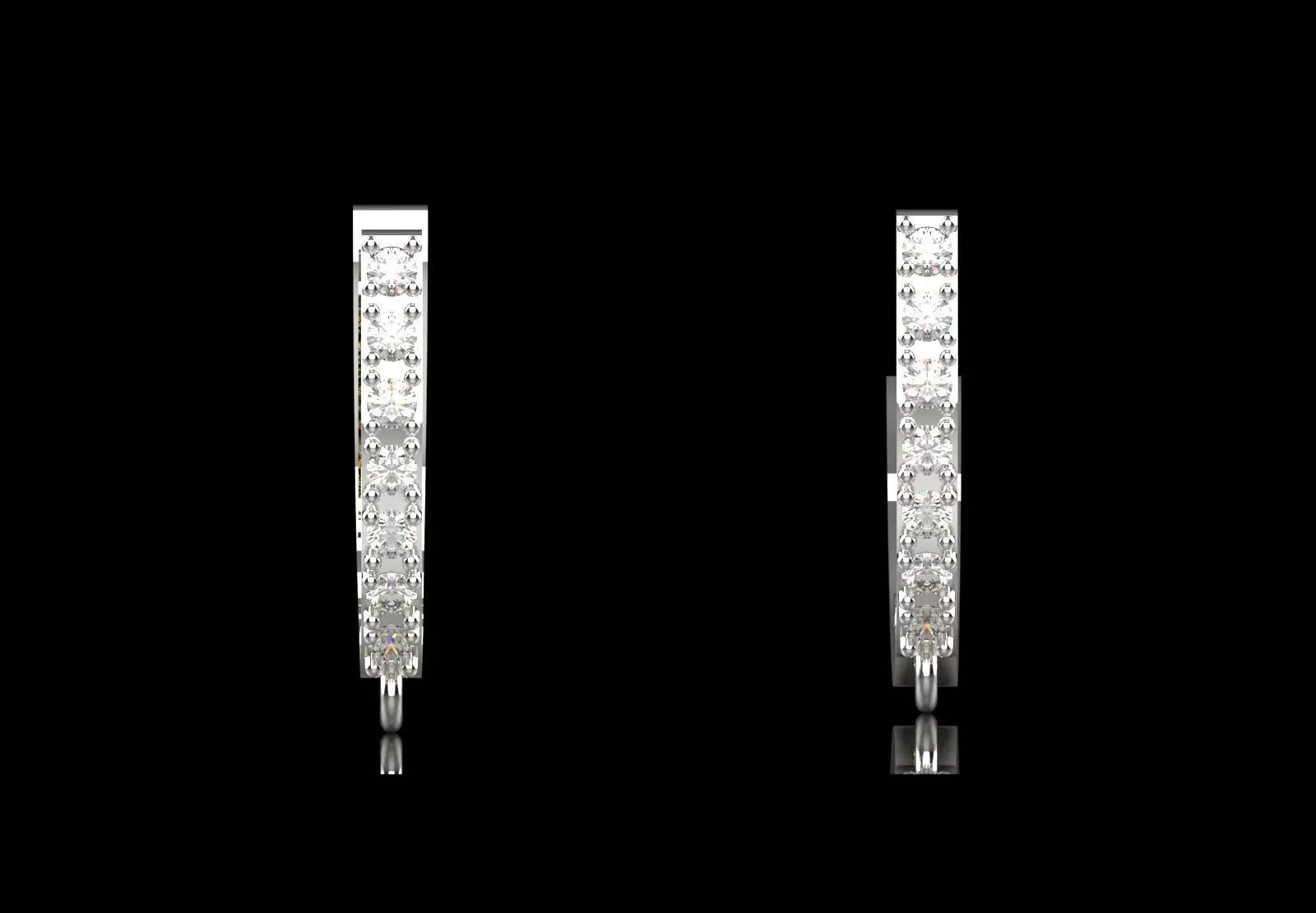 Earring Fittings - White Gold Lever-Back Clasp Diamonds gl0021 3D print model_3