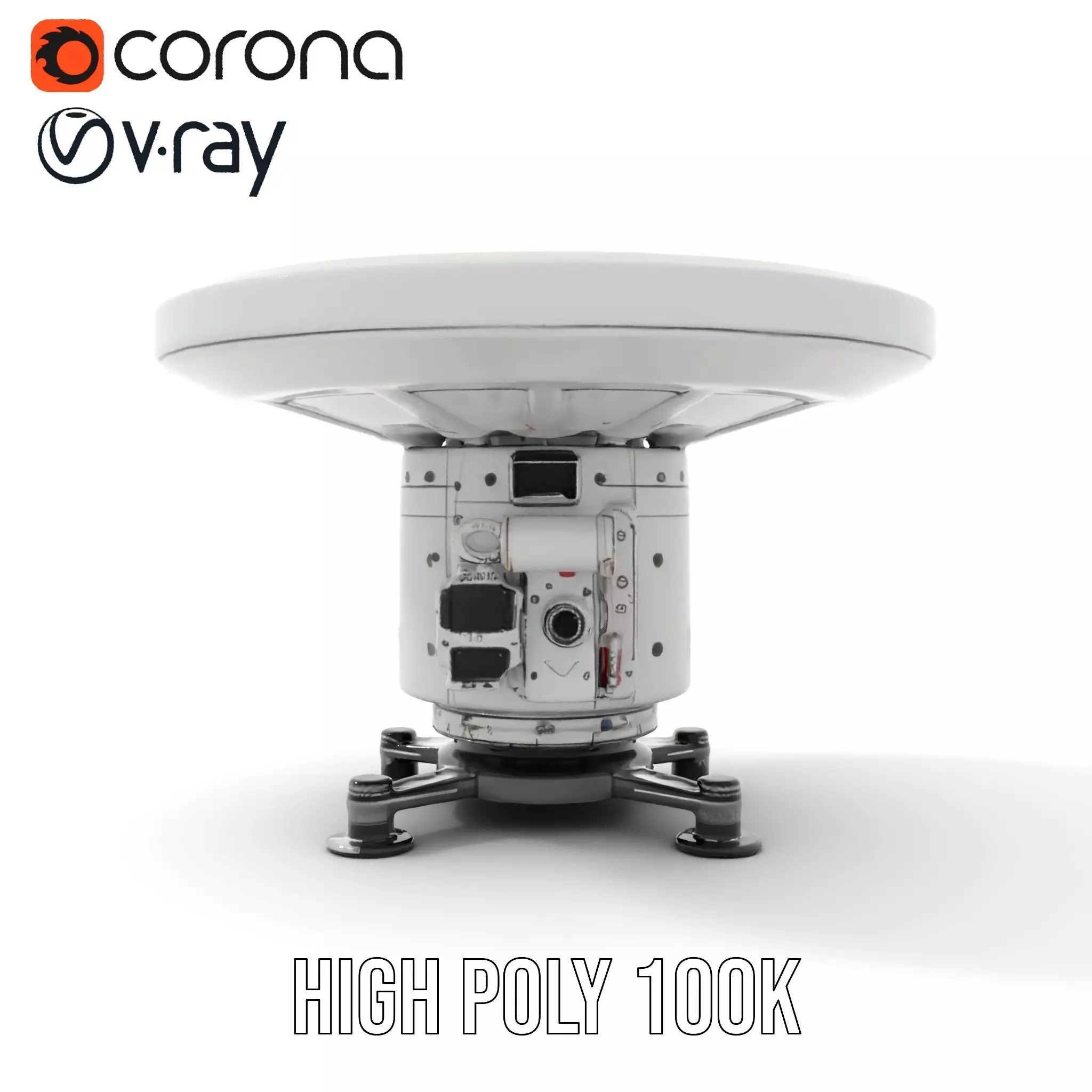 Satellite Antenna White model pack Low-poly 3D model_30