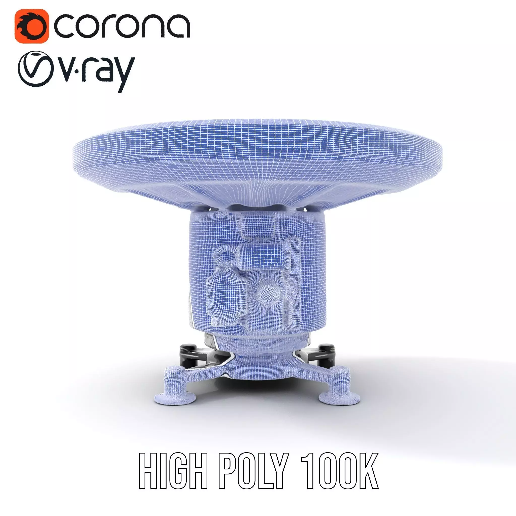 Satellite Antenna White model pack Low-poly 3D model_34