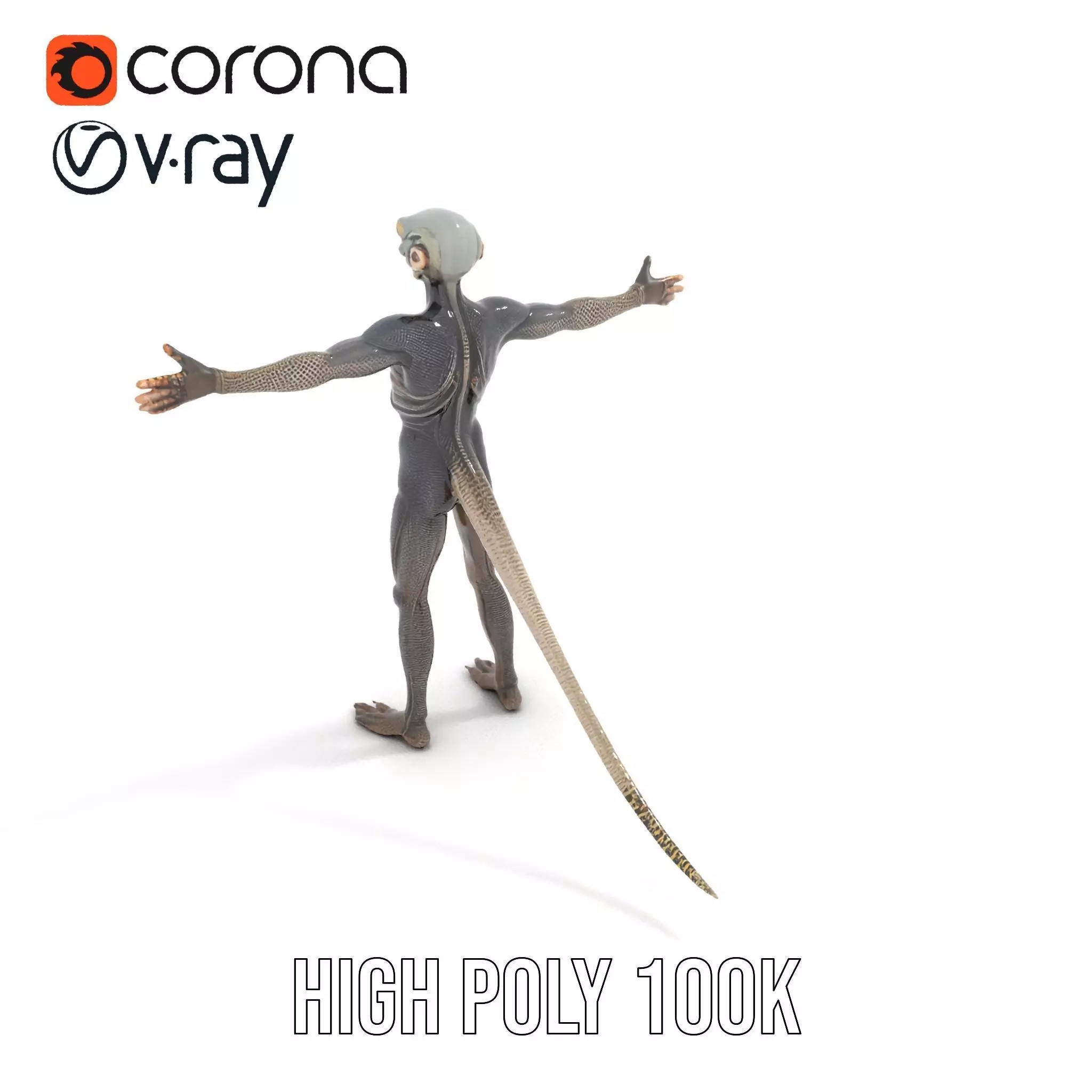 Futuristic Reptilian Figure model pack Low-poly 3D model_21