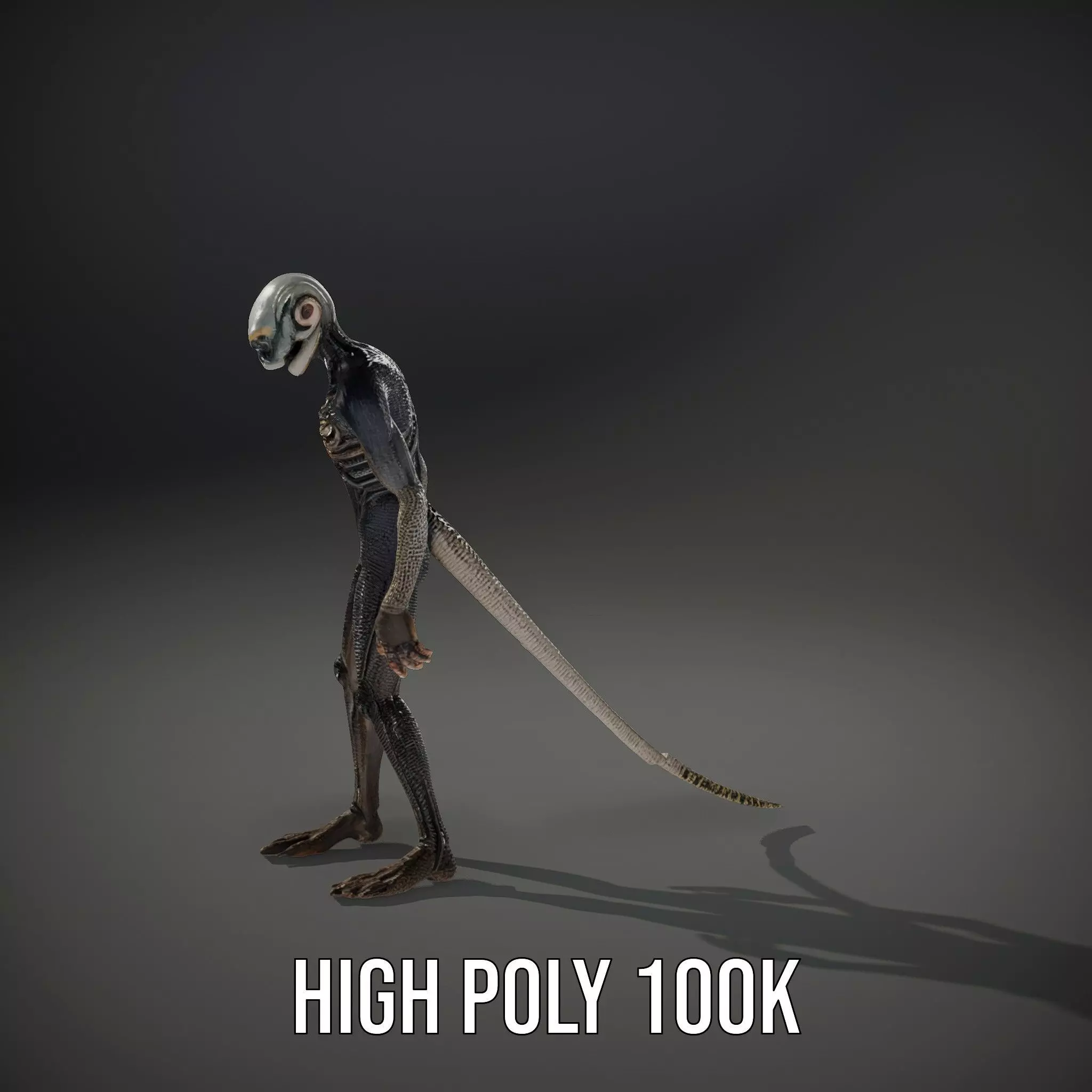 Futuristic Reptilian Figure model pack Low-poly 3D model_15