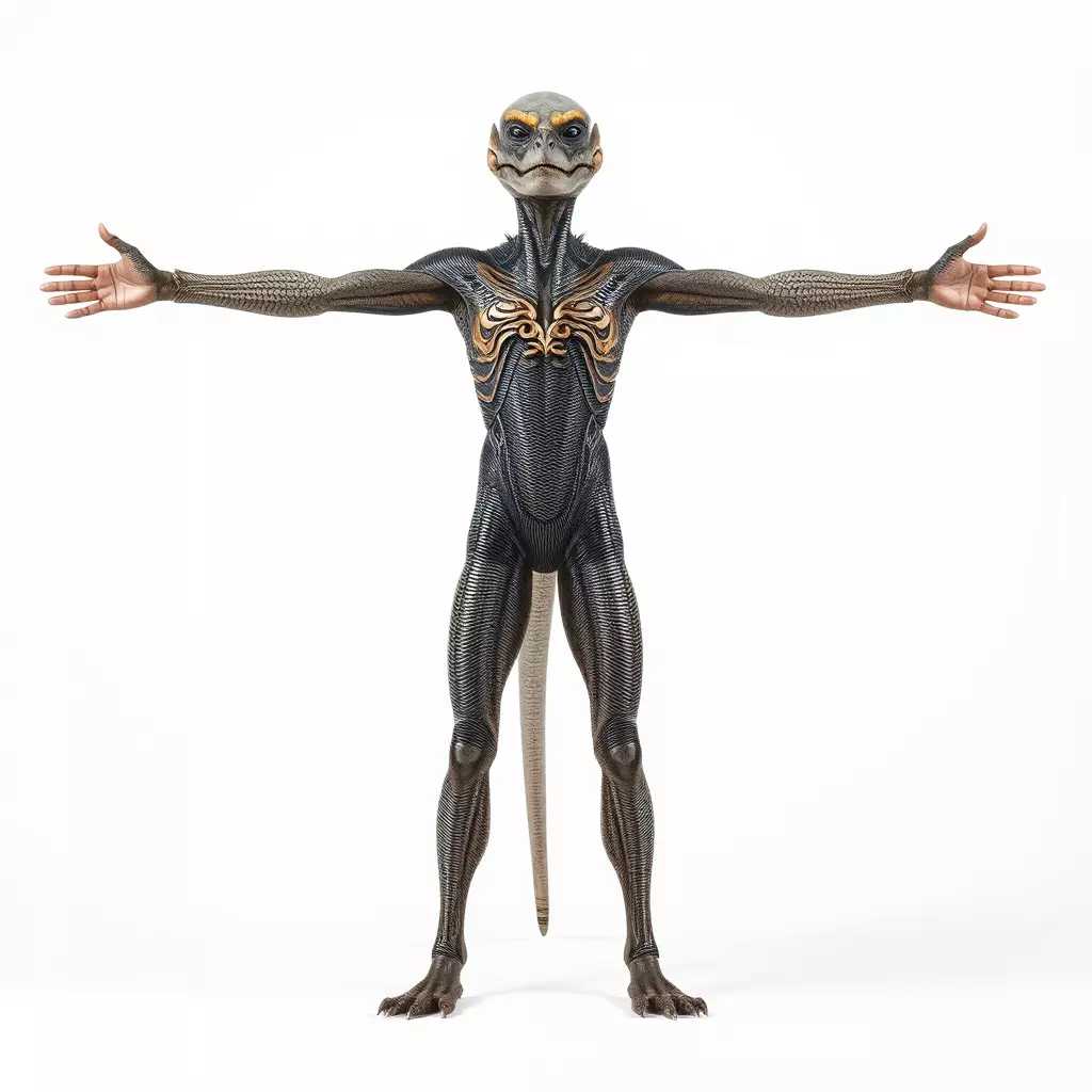 Futuristic Reptilian Figure model pack Low-poly 3D model_3