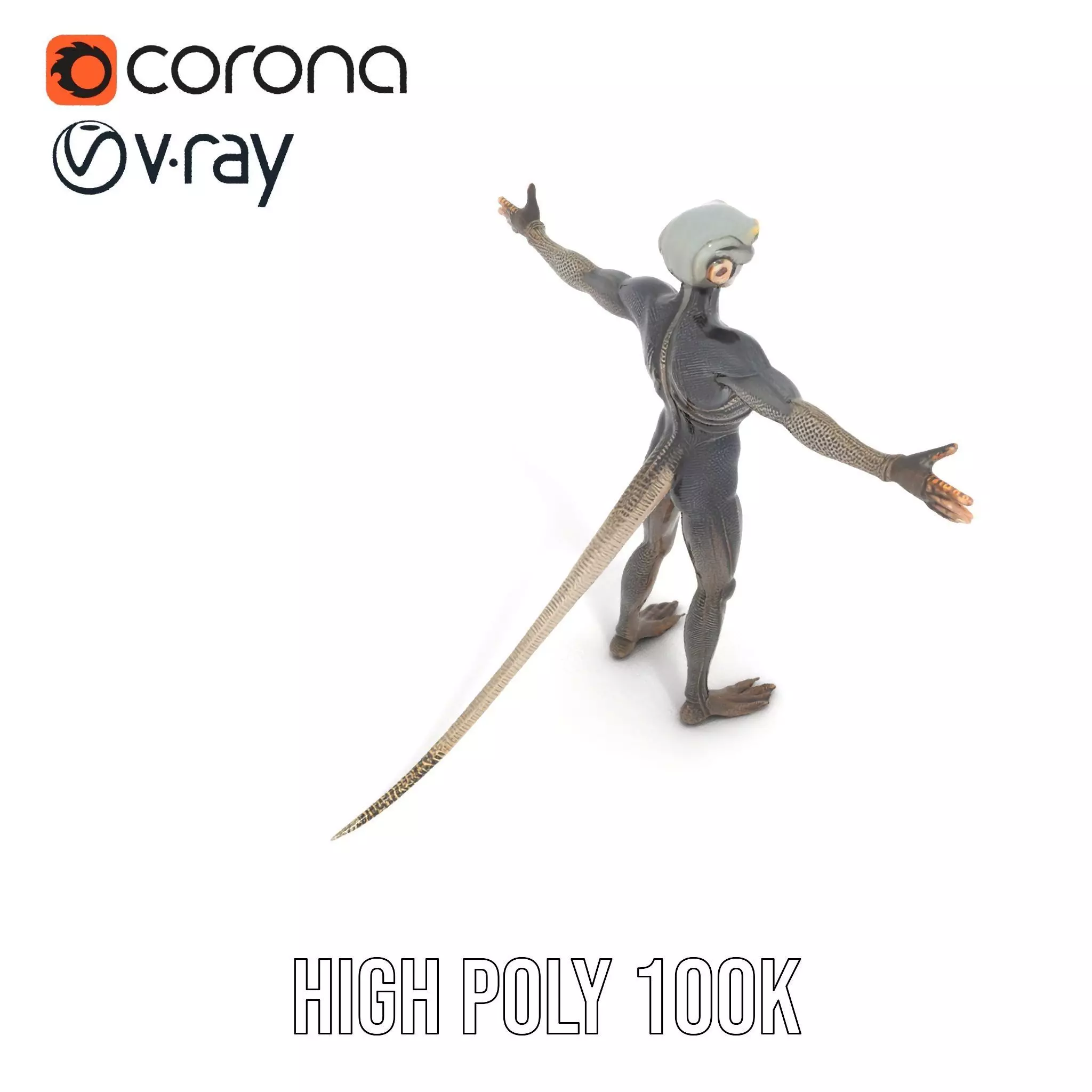 Futuristic Reptilian Figure model pack Low-poly 3D model_18