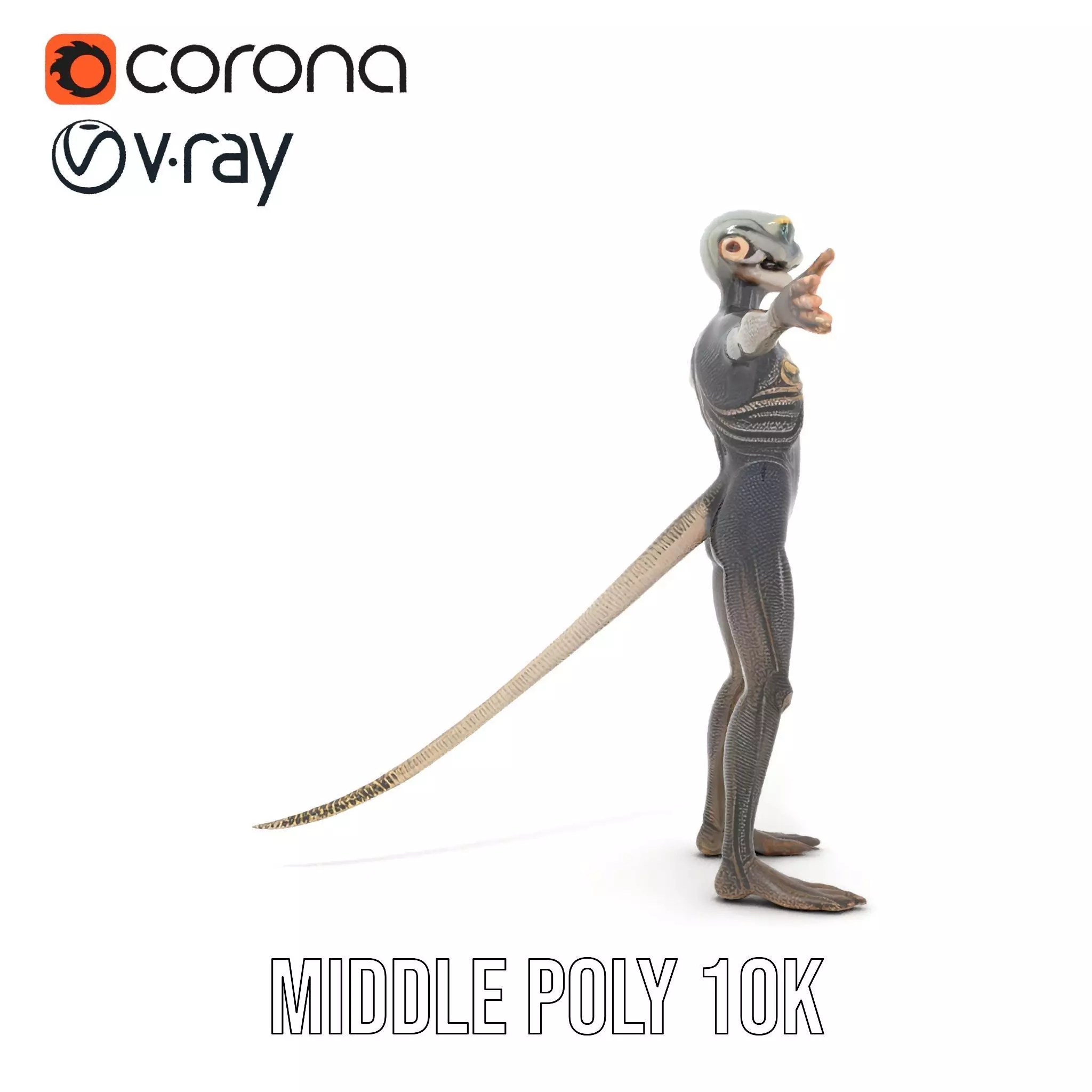 Futuristic Reptilian Figure model pack Low-poly 3D model_25