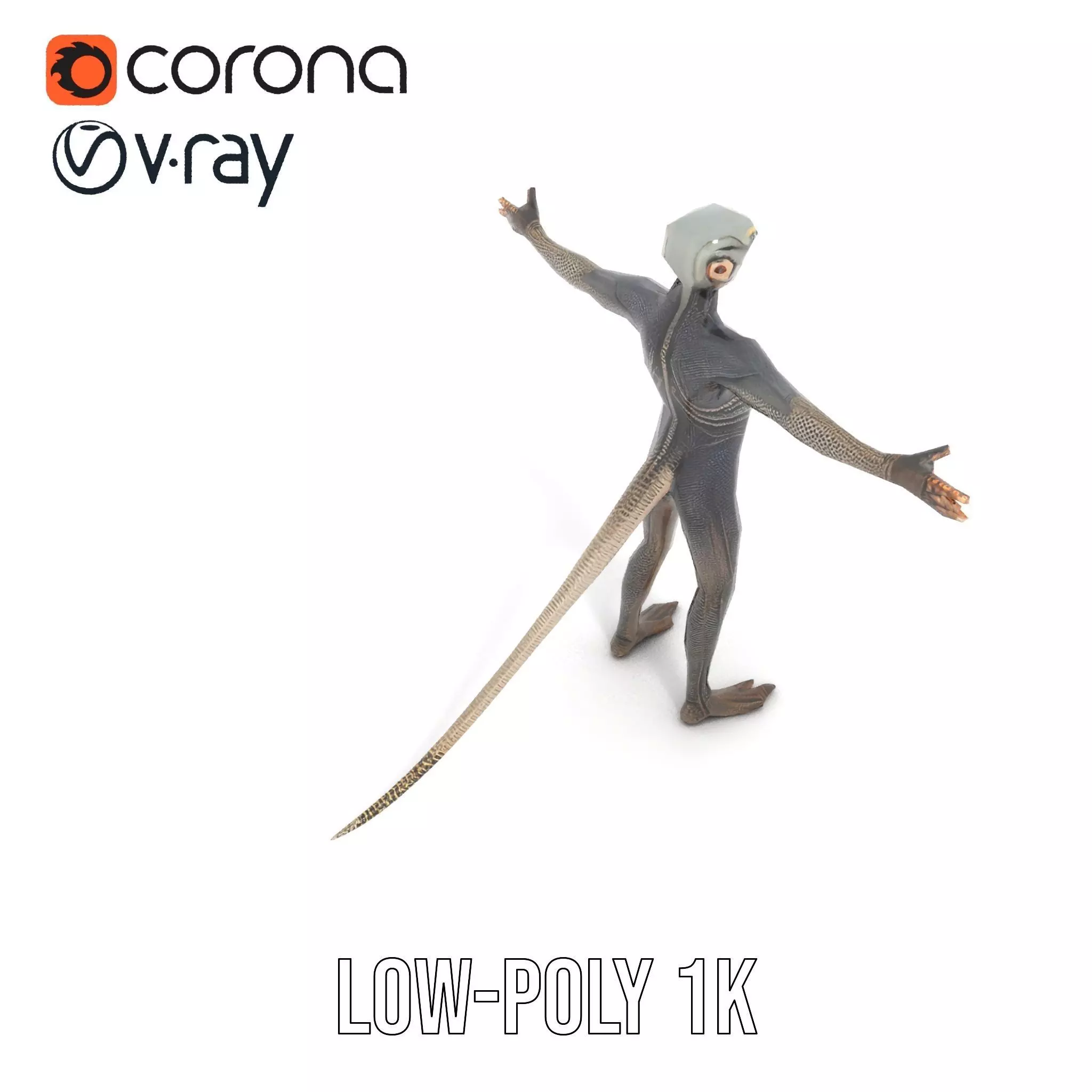 Futuristic Reptilian Figure model pack Low-poly 3D model_8